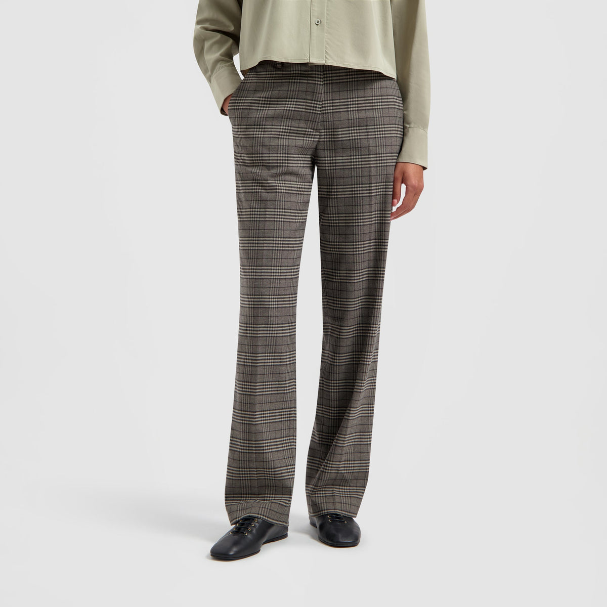 CHECK TAILORED STRAIGHT PANTS | GREY CHECK