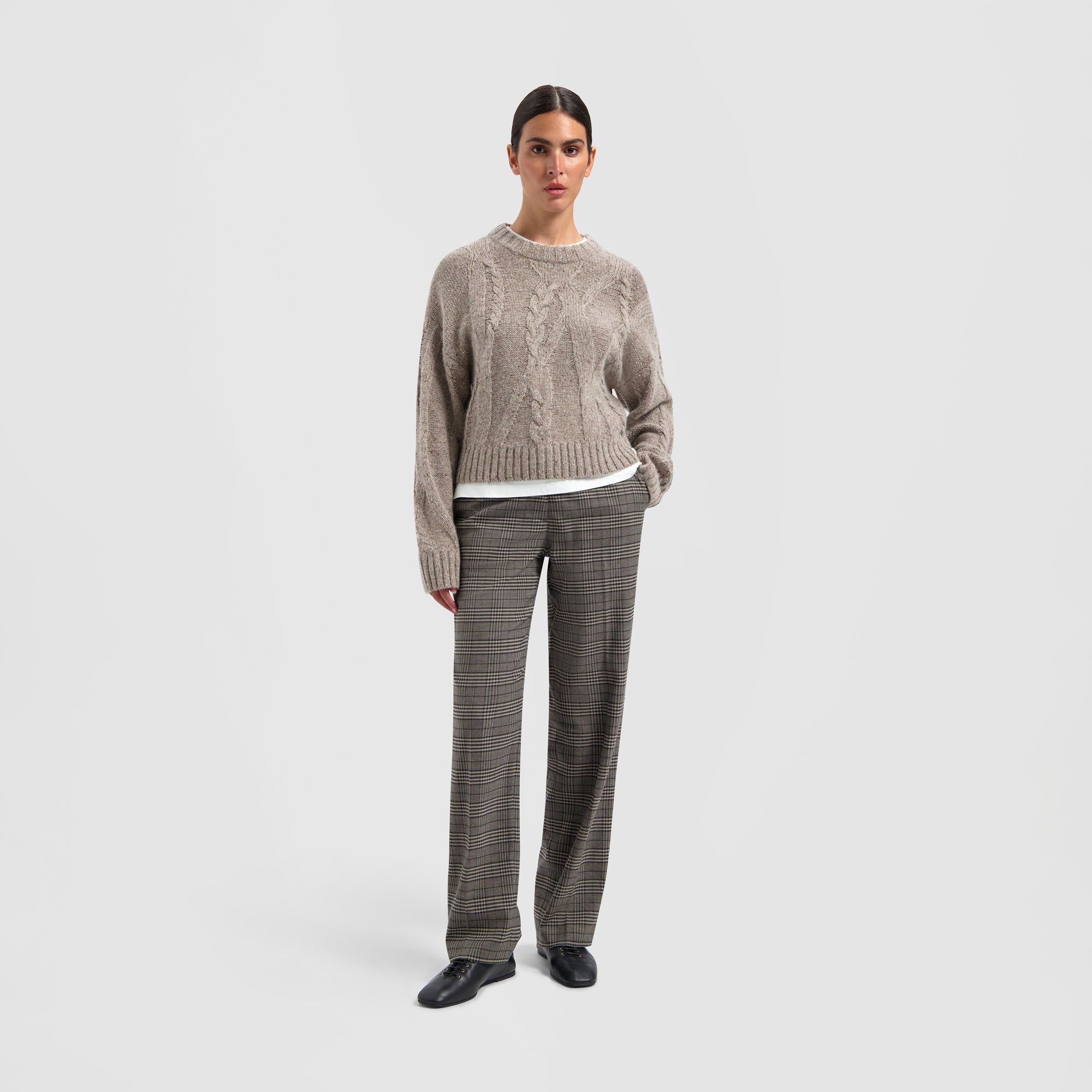 Speckled Cable Knit - Brown