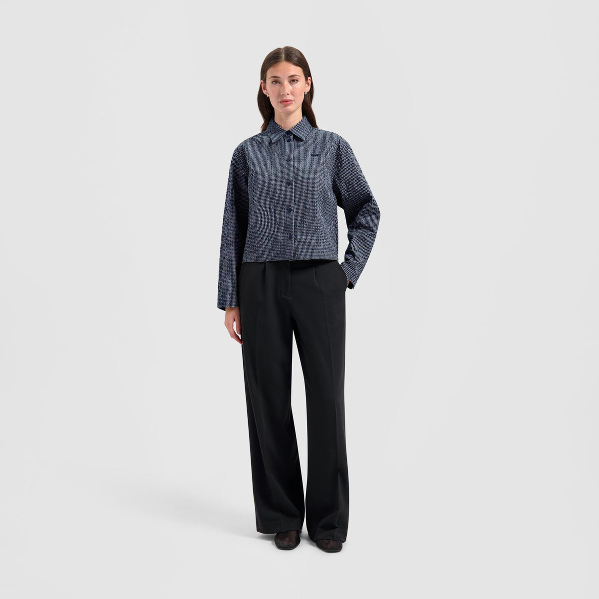 WMN CROPPED SHIRT JACKET | NAVY