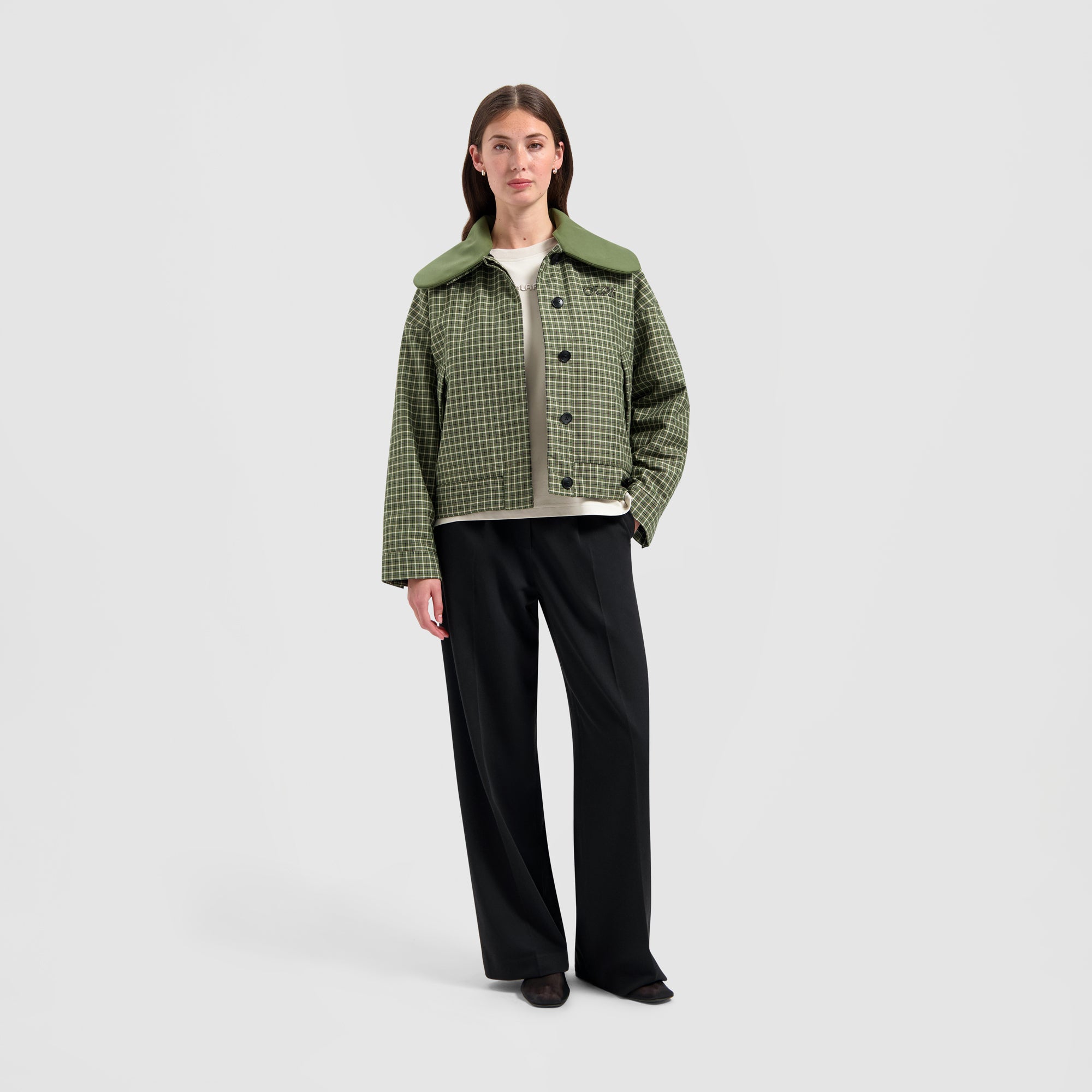 Checked Padded Jacket - Green