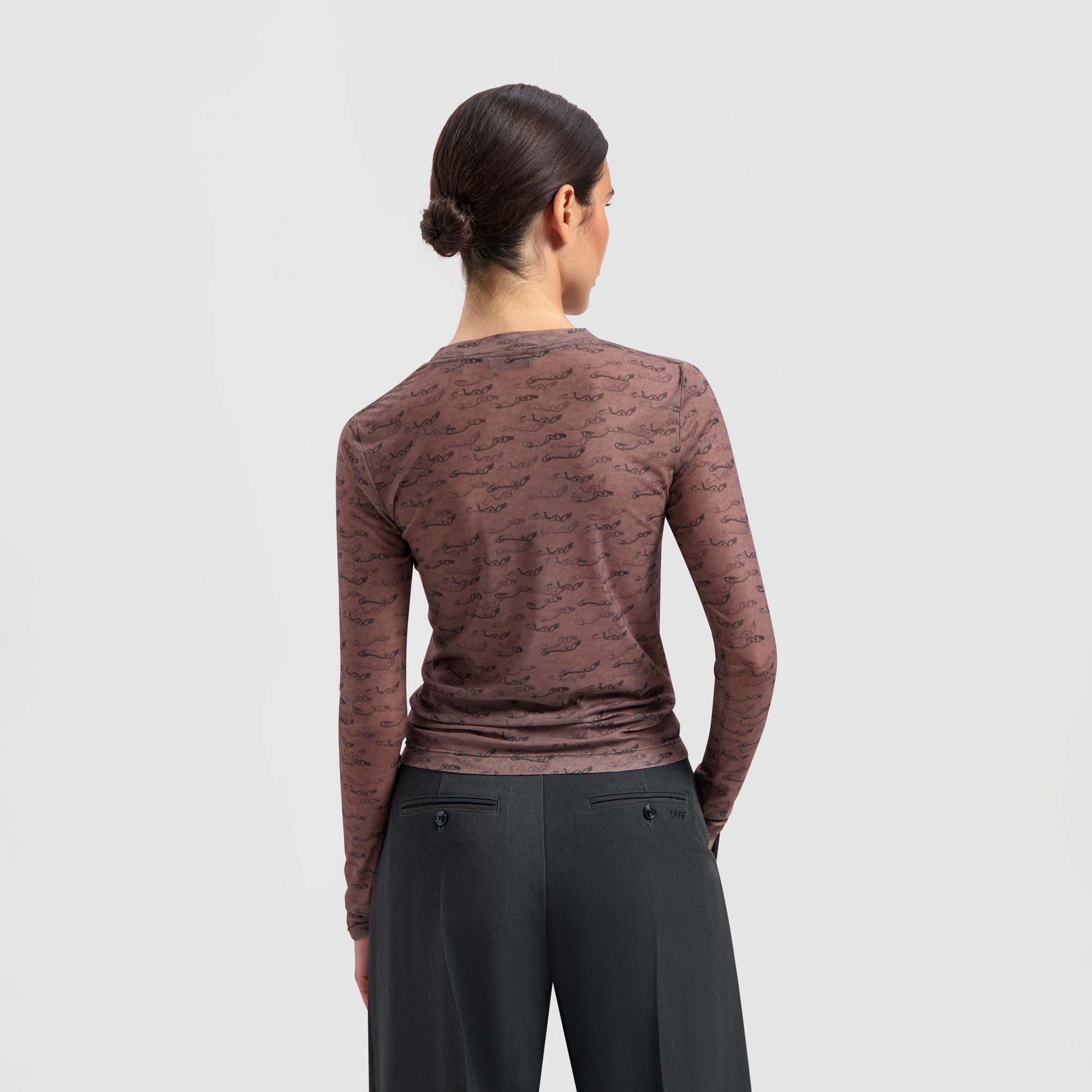 Wind AOP LS Top - Brown