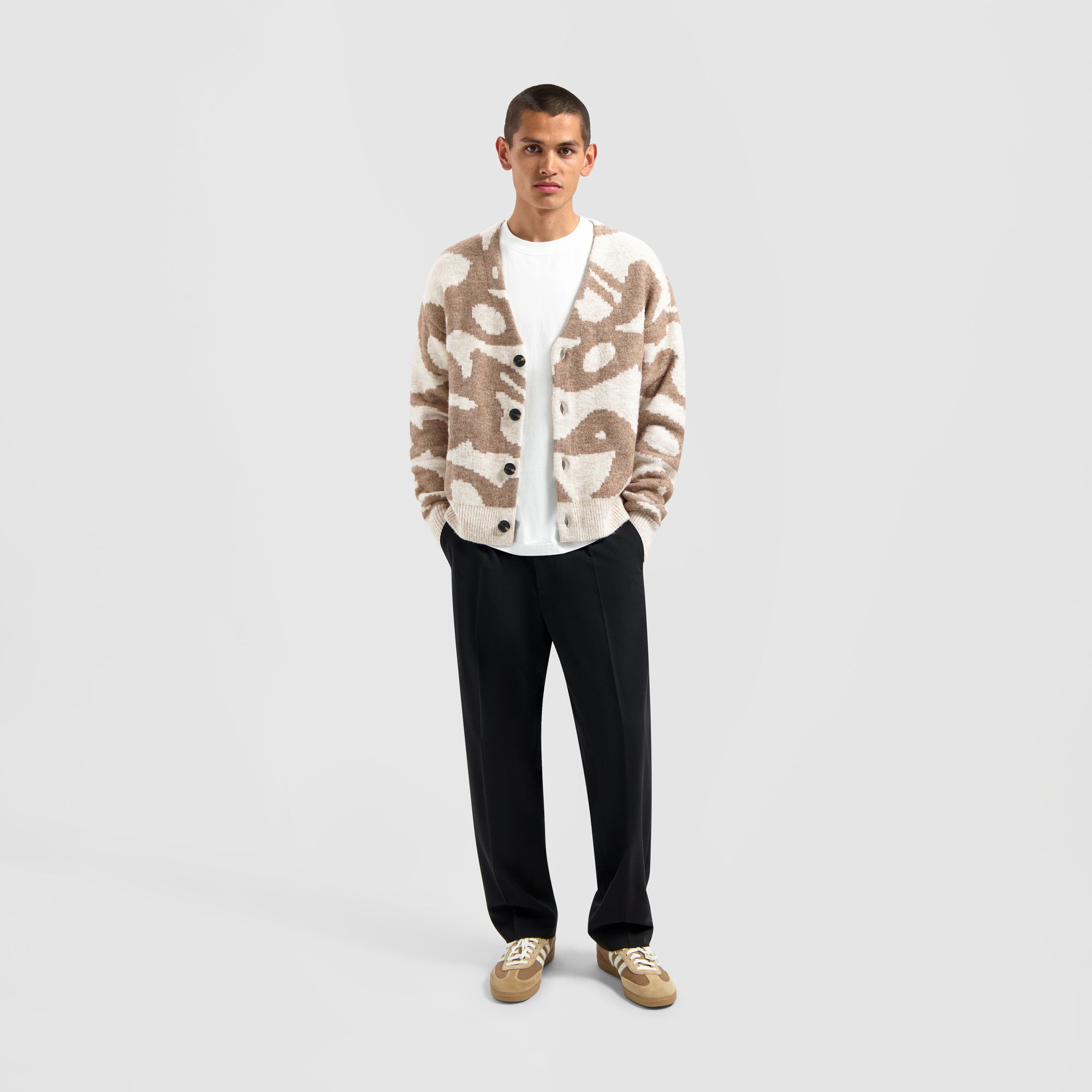 Wavy Drift Knitted Cardigan - Brunette