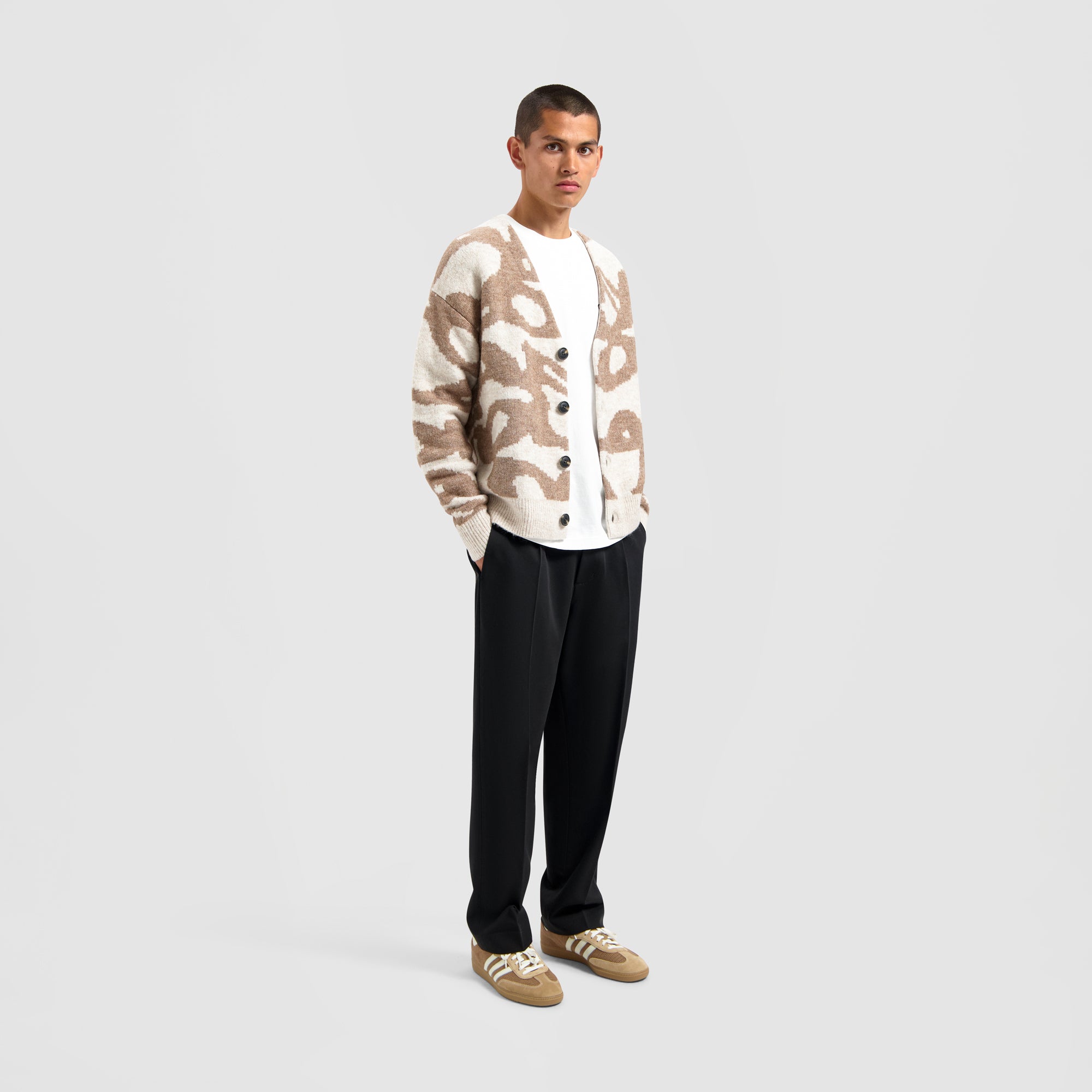 Wavy Drift Knitted Cardigan - Brunette