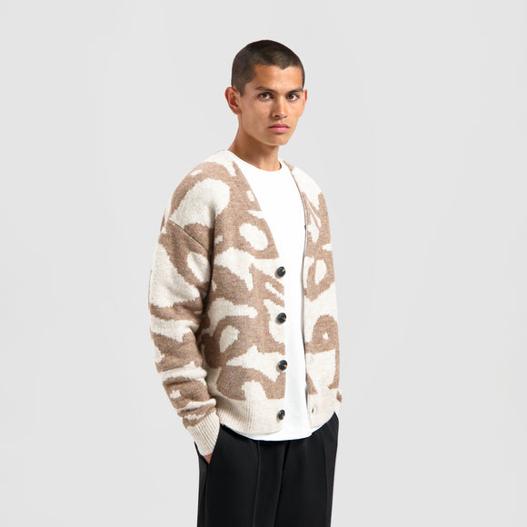 Wavy Drift Knitted Cardigan - Brunette