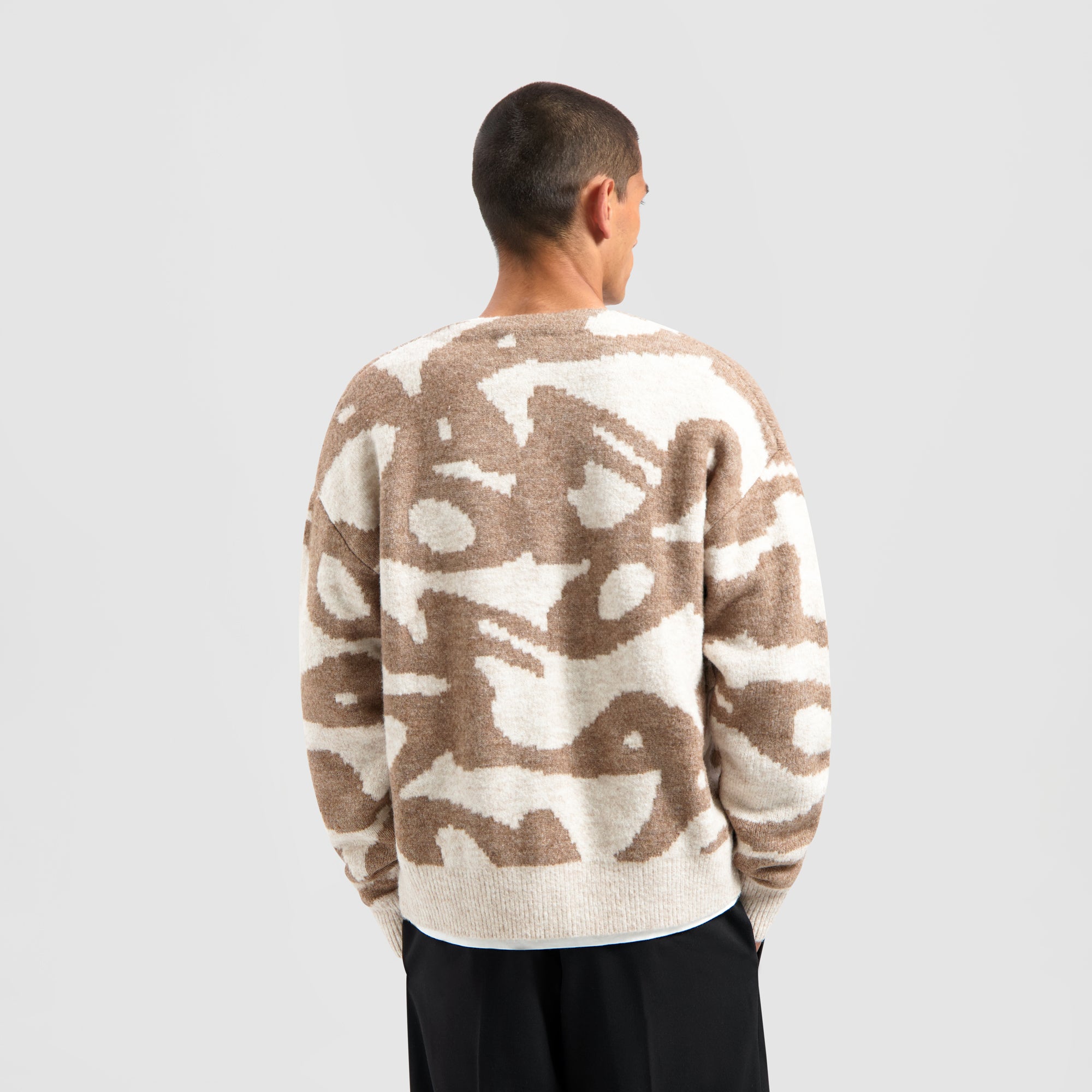 Wavy Drift Knitted Cardigan - Brunette