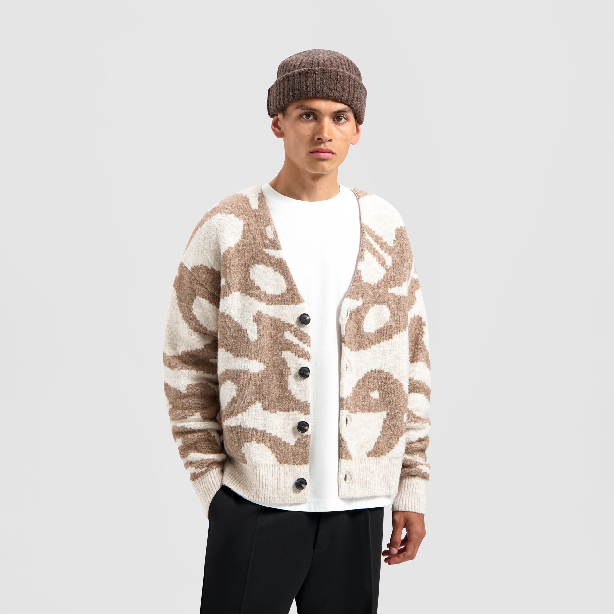 Wool Beanie - Brown Melange