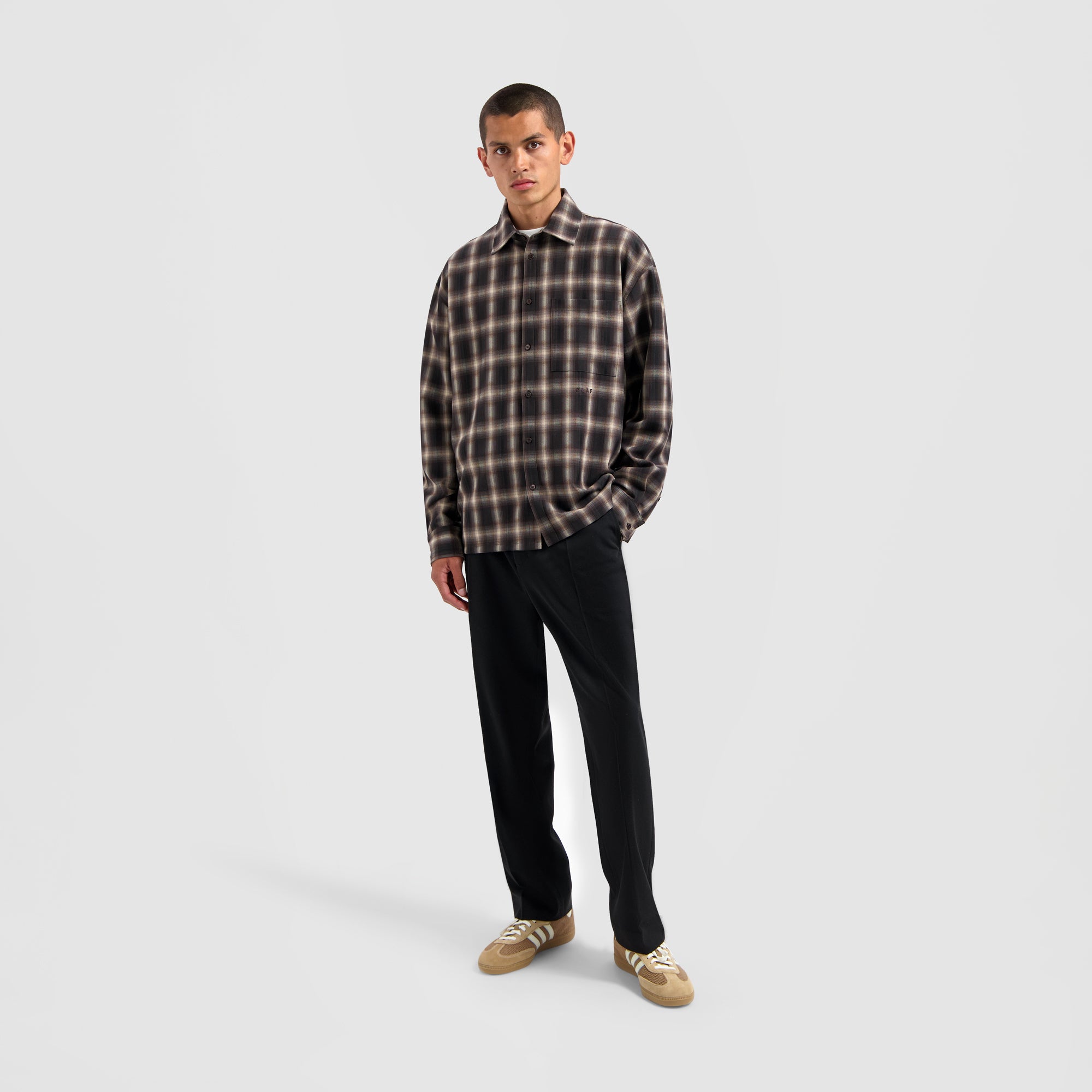 Plaid Boxy Shirt - Multi/Brown
