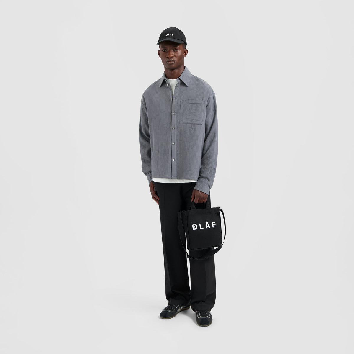 DOUBLE FACED BOXY SHIRT | GREY