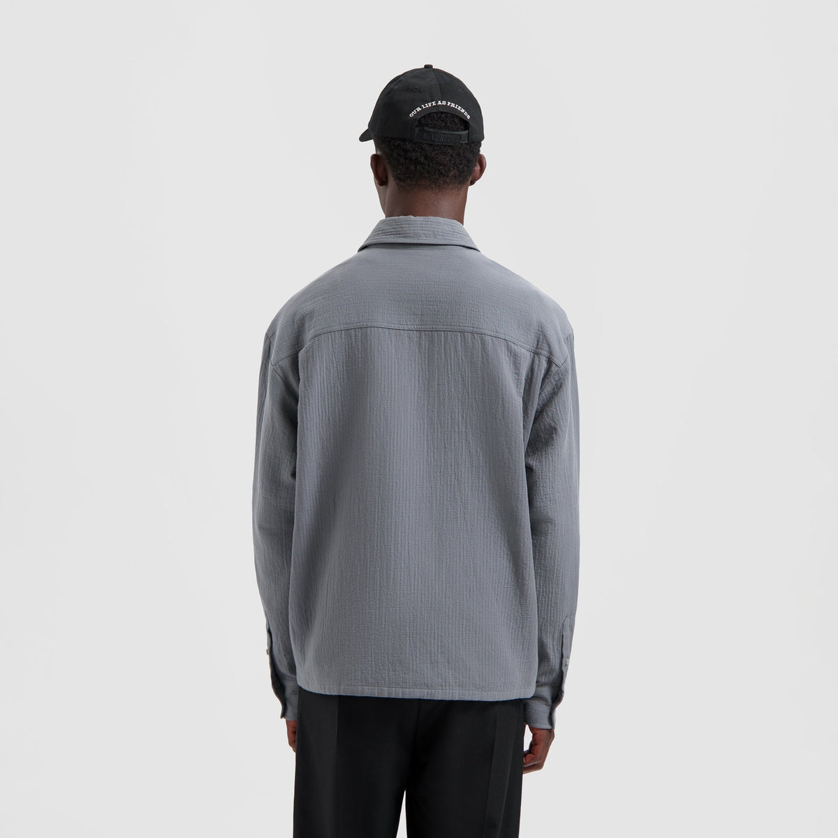 DOUBLE FACED BOXY SHIRT | GREY