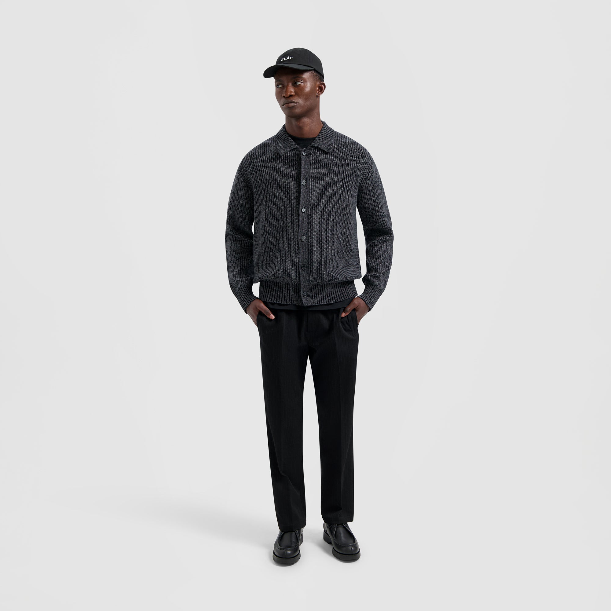 Pinstripe Slim Elasticated Trouser - Black/White