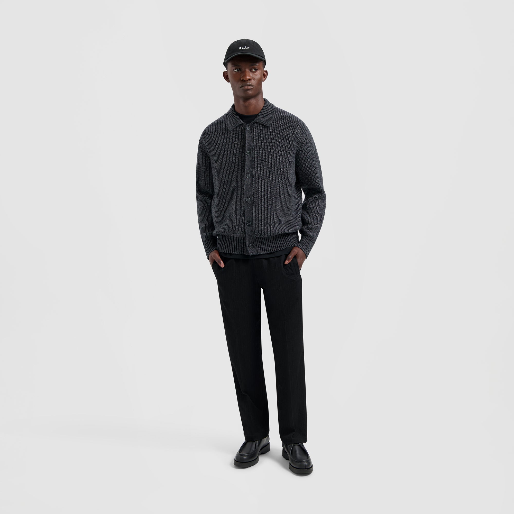 Pinstripe Slim Elasticated Trouser - Black/White