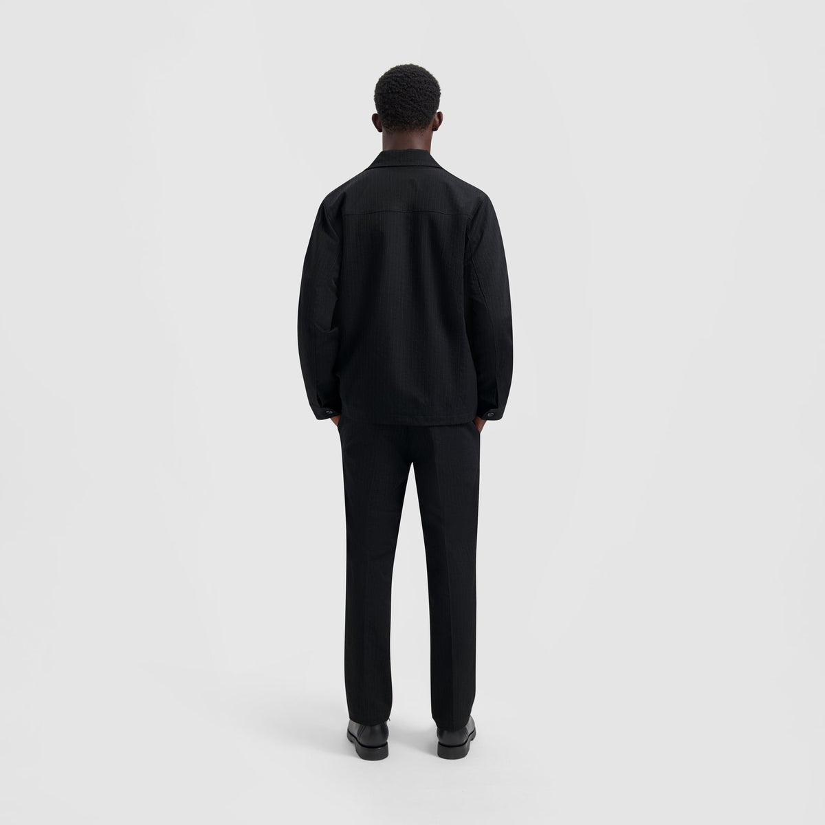 PINSTRIPE WORKWEAR JACKET | BLACK