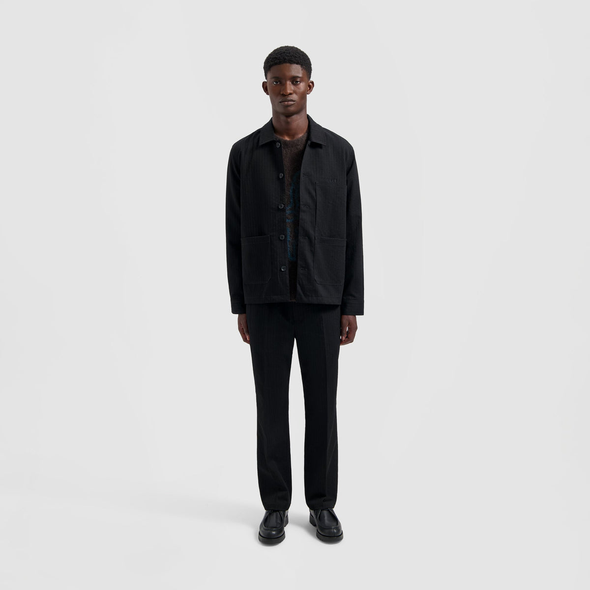 PINSTRIPE WORKWEAR JACKET | BLACK
