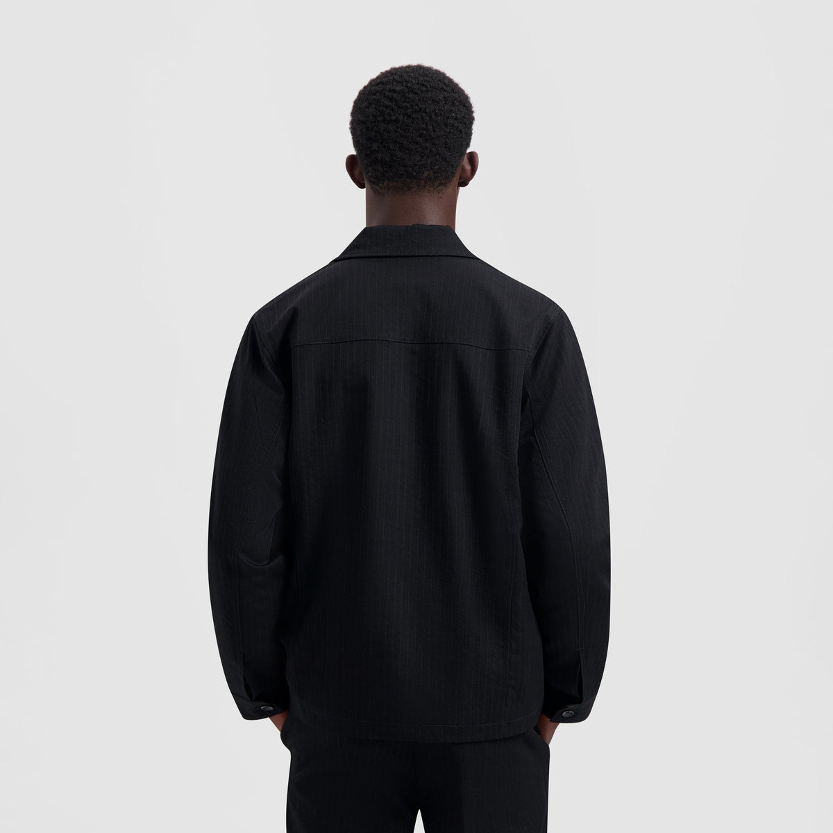 PINSTRIPE WORKWEAR JACKET | BLACK