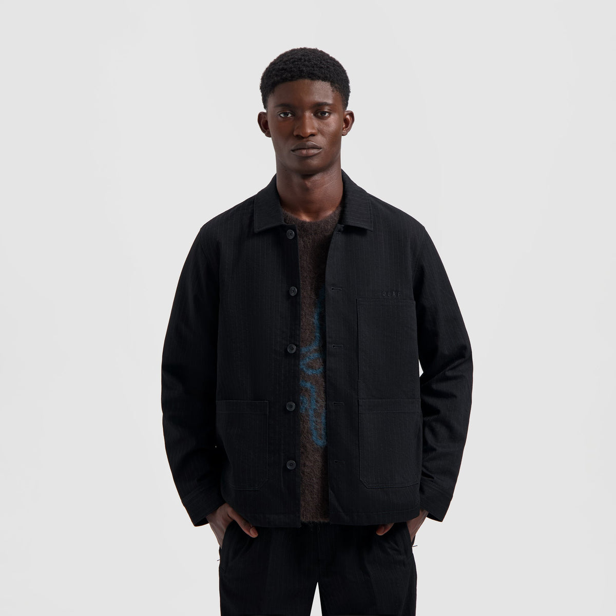 PINSTRIPE WORKWEAR JACKET | BLACK