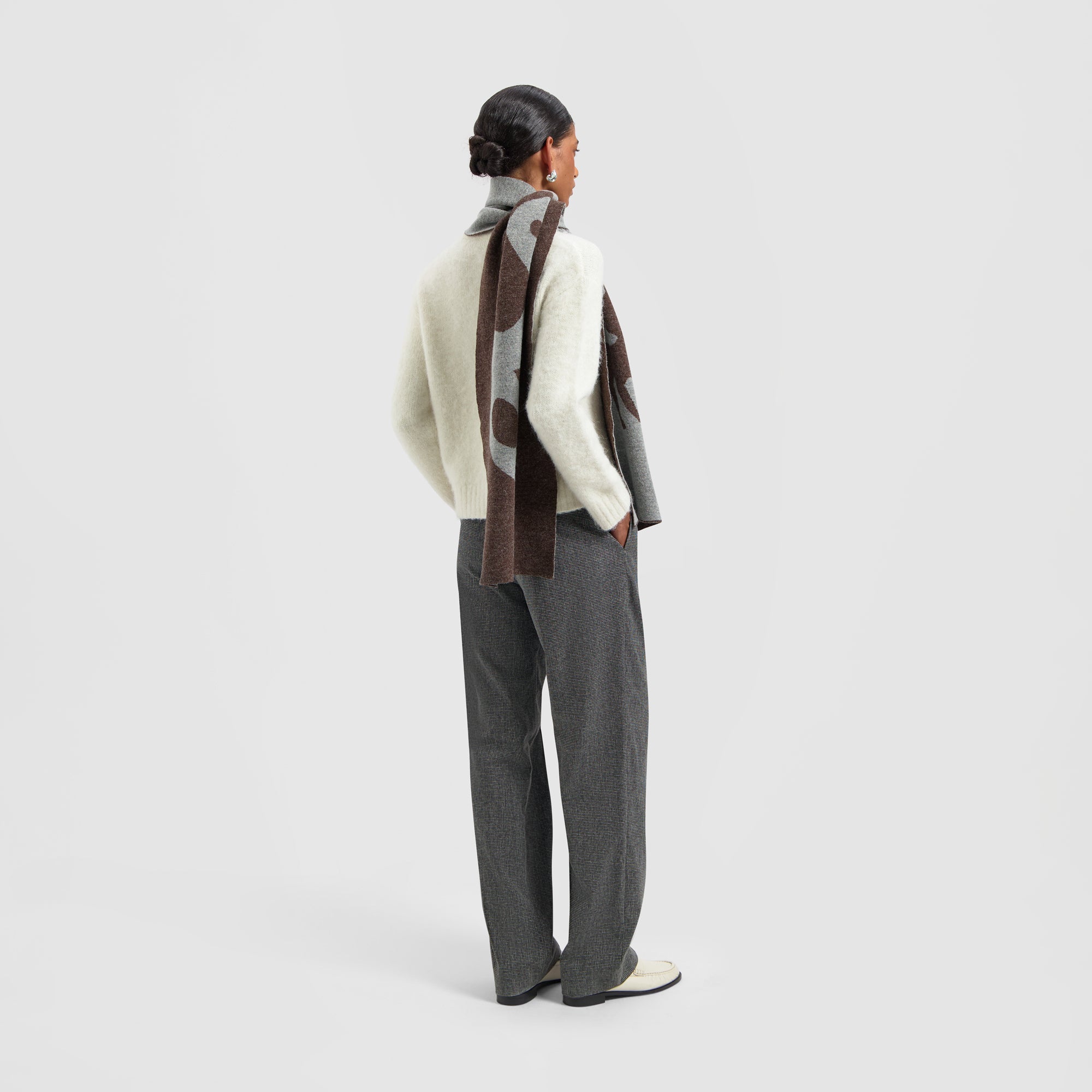 Houndstooth Pintuck Pants - Grey