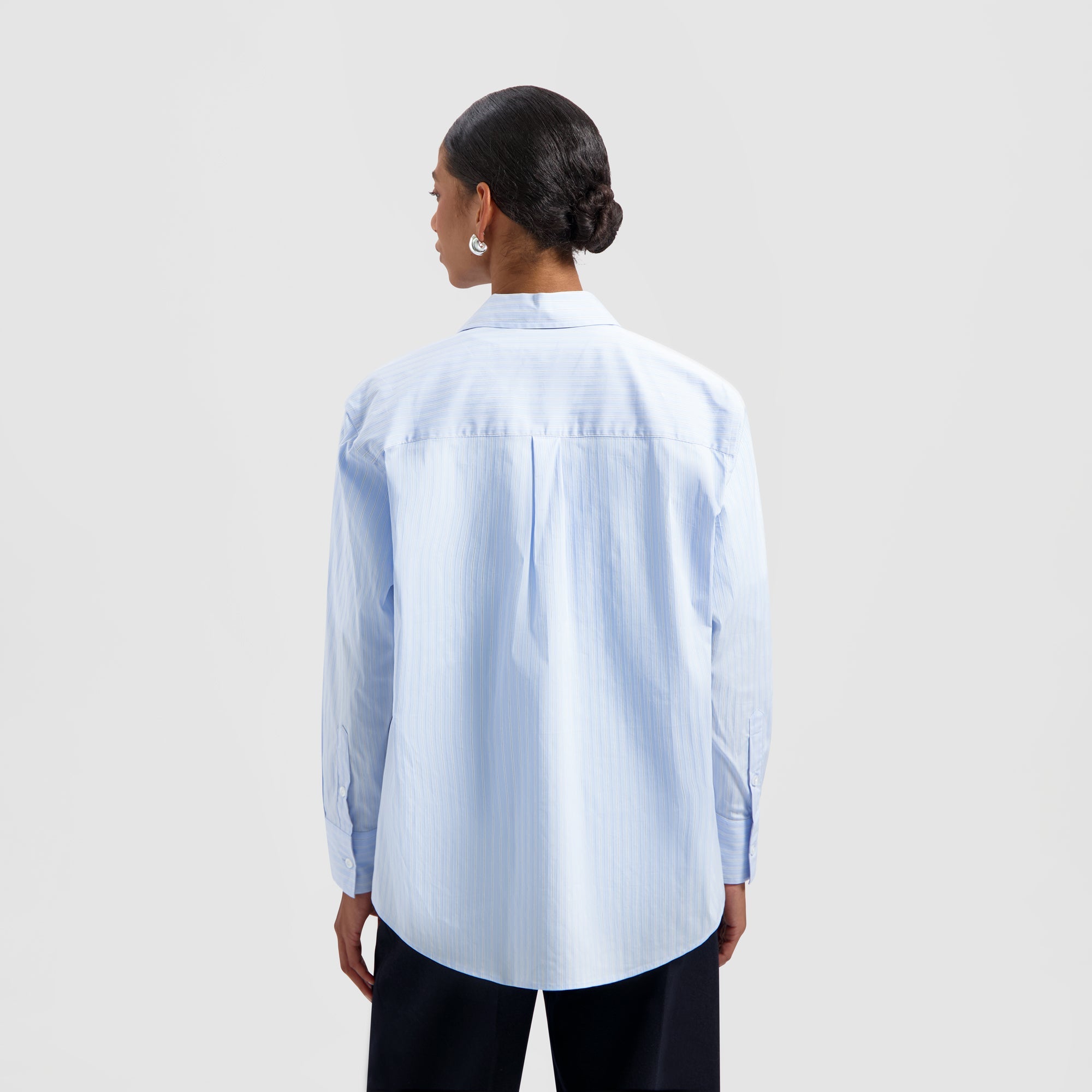 Striped Oversized Shirt - Blue