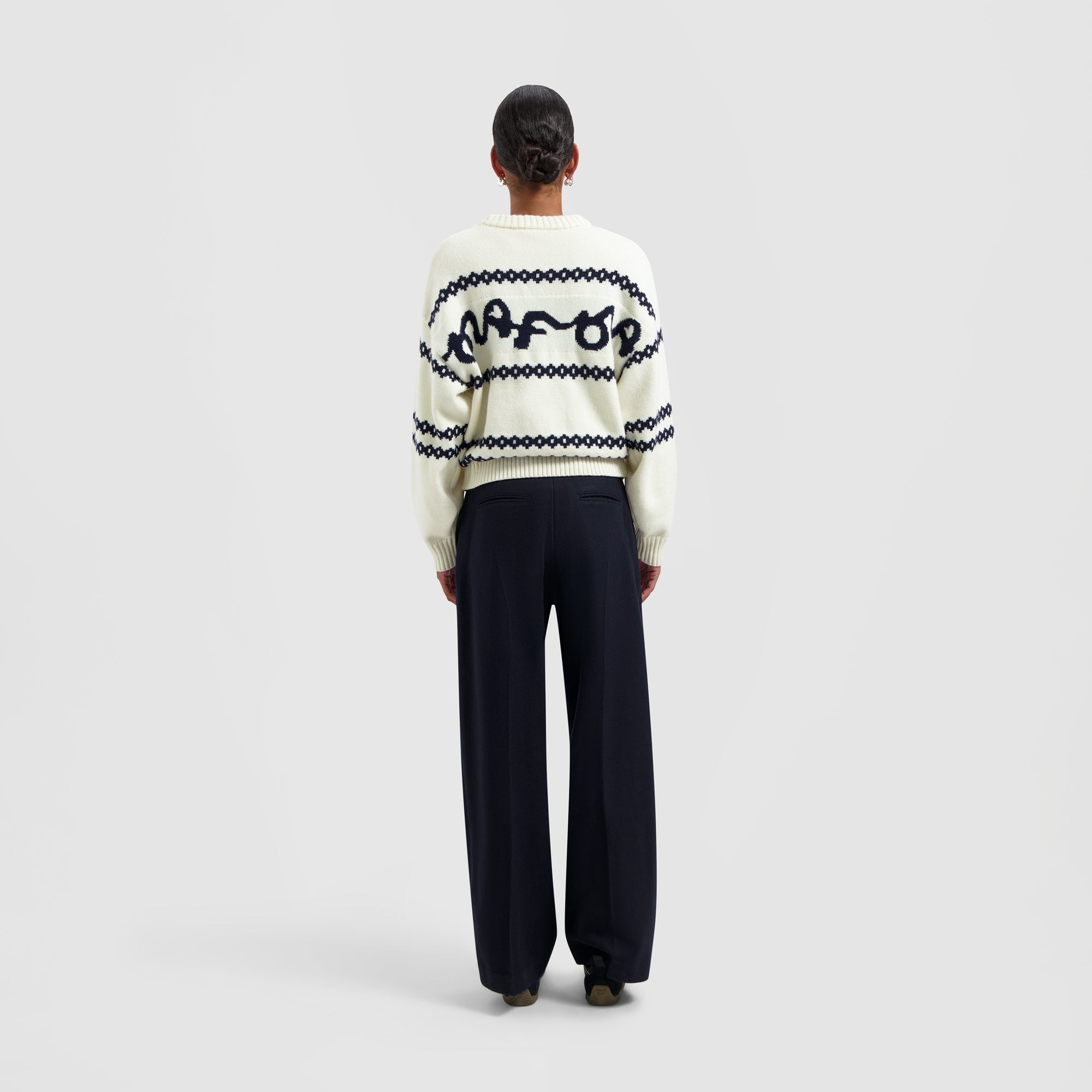 Signature Jacquard Crewneck Knit - Off White