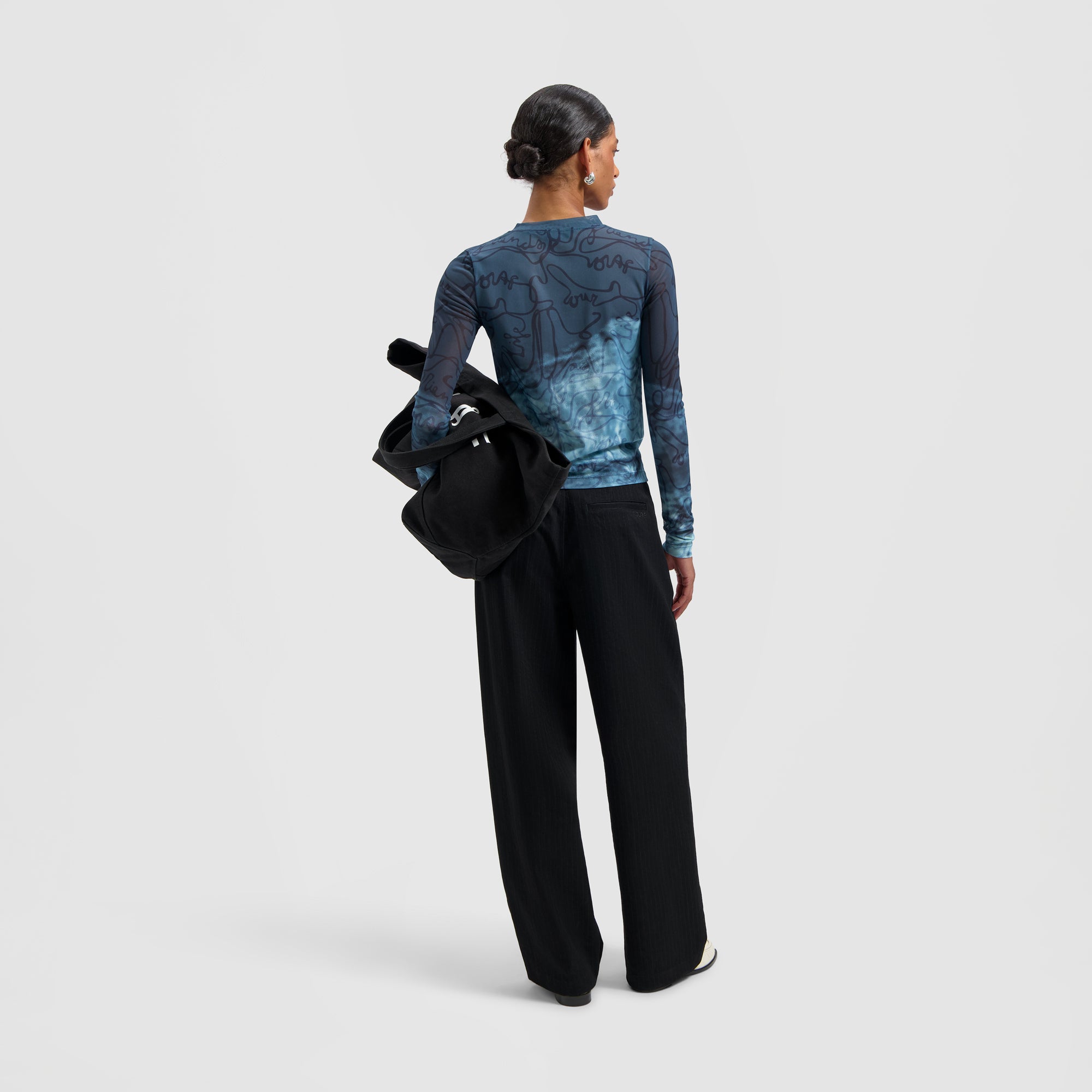 Script AOP Mesh LS Top - Dark Teal Blue