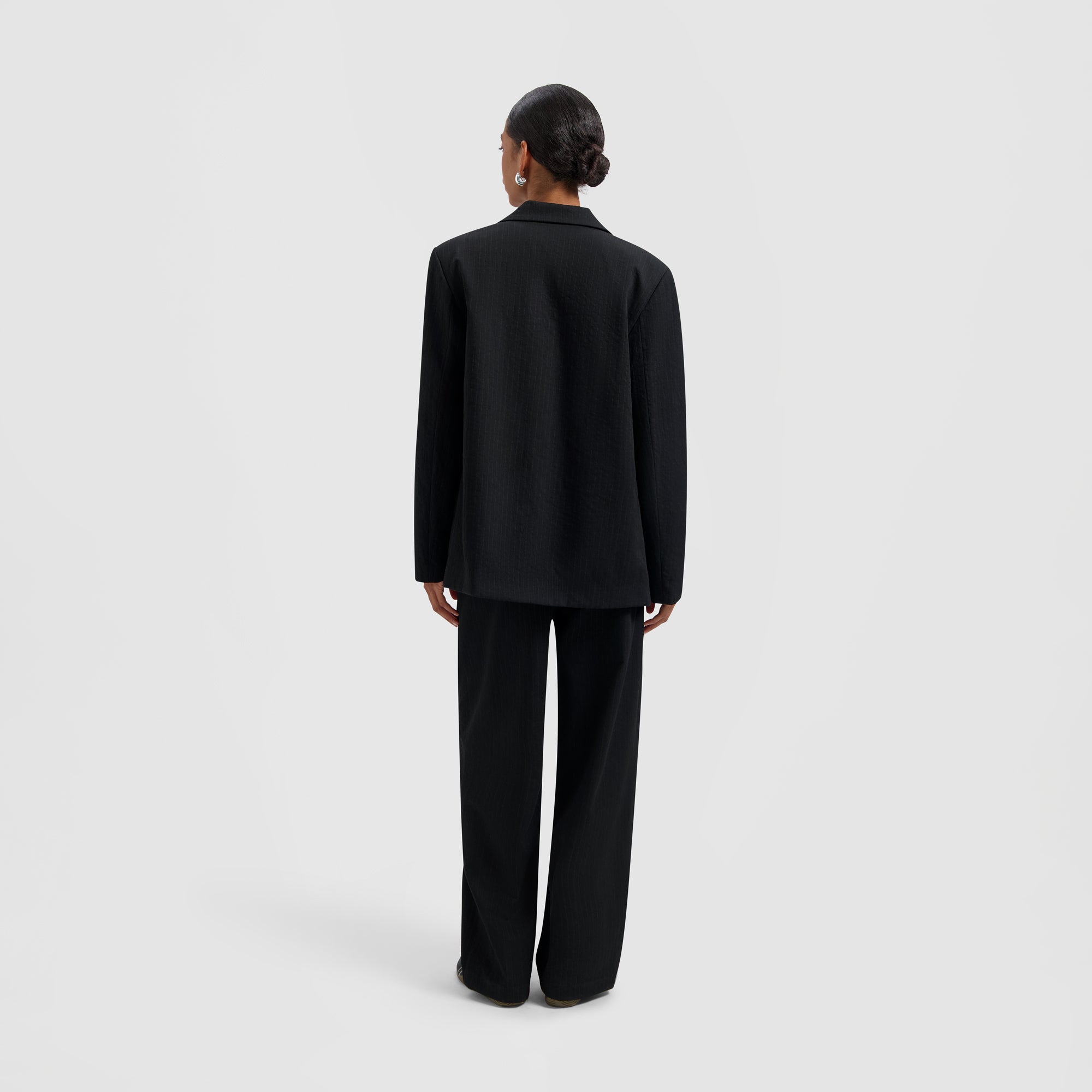 Pinstripe Blazer - Black/White