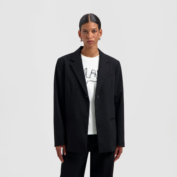 Pinstripe Blazer - Black/White