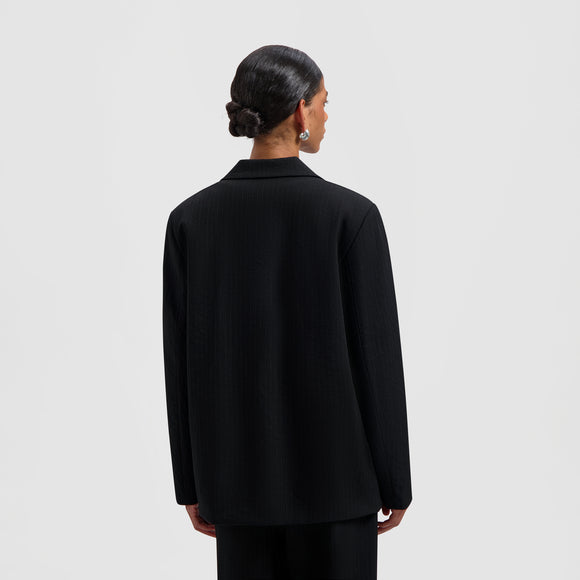 Pinstripe Blazer - Black/White