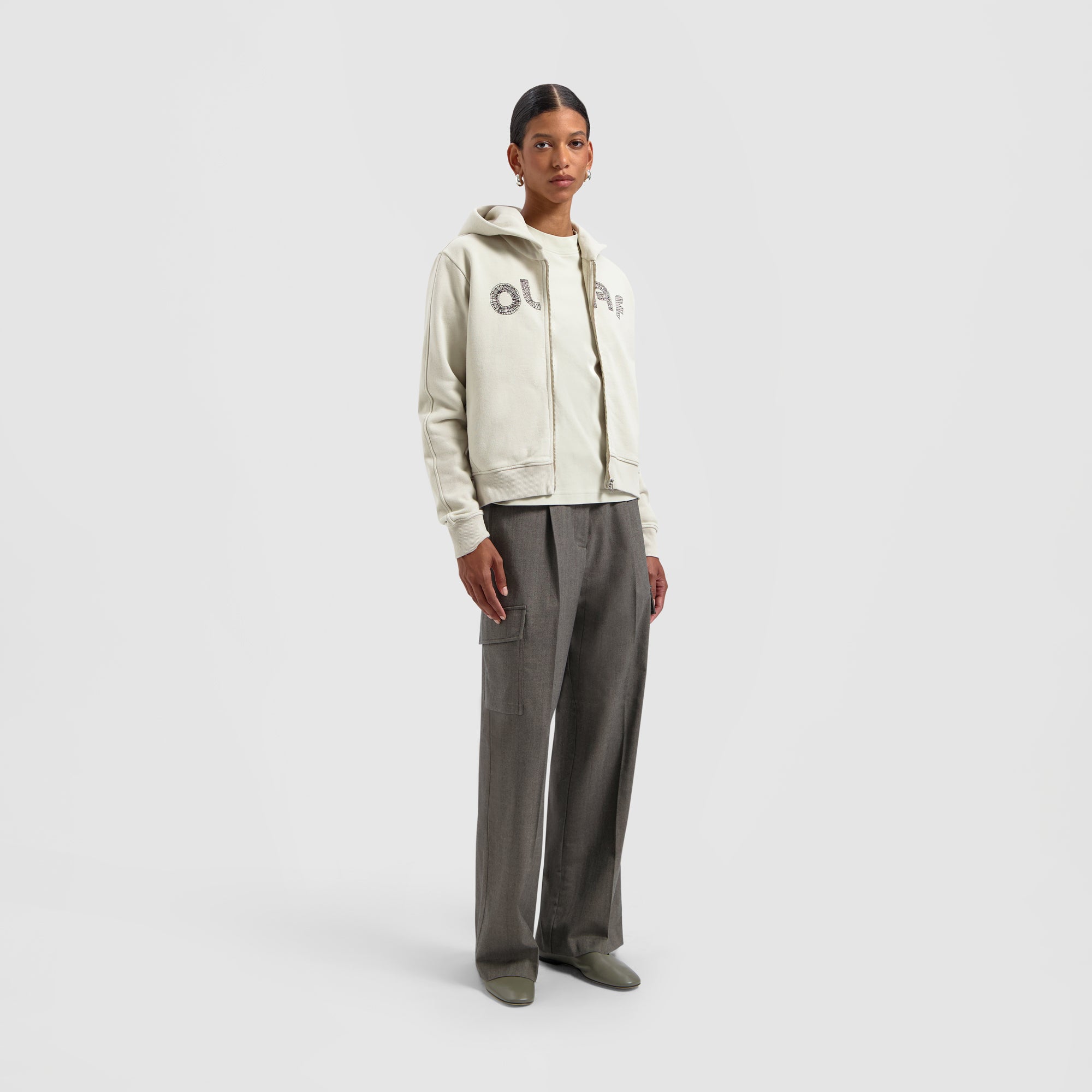 Scribble Zip Hoodie - Cement