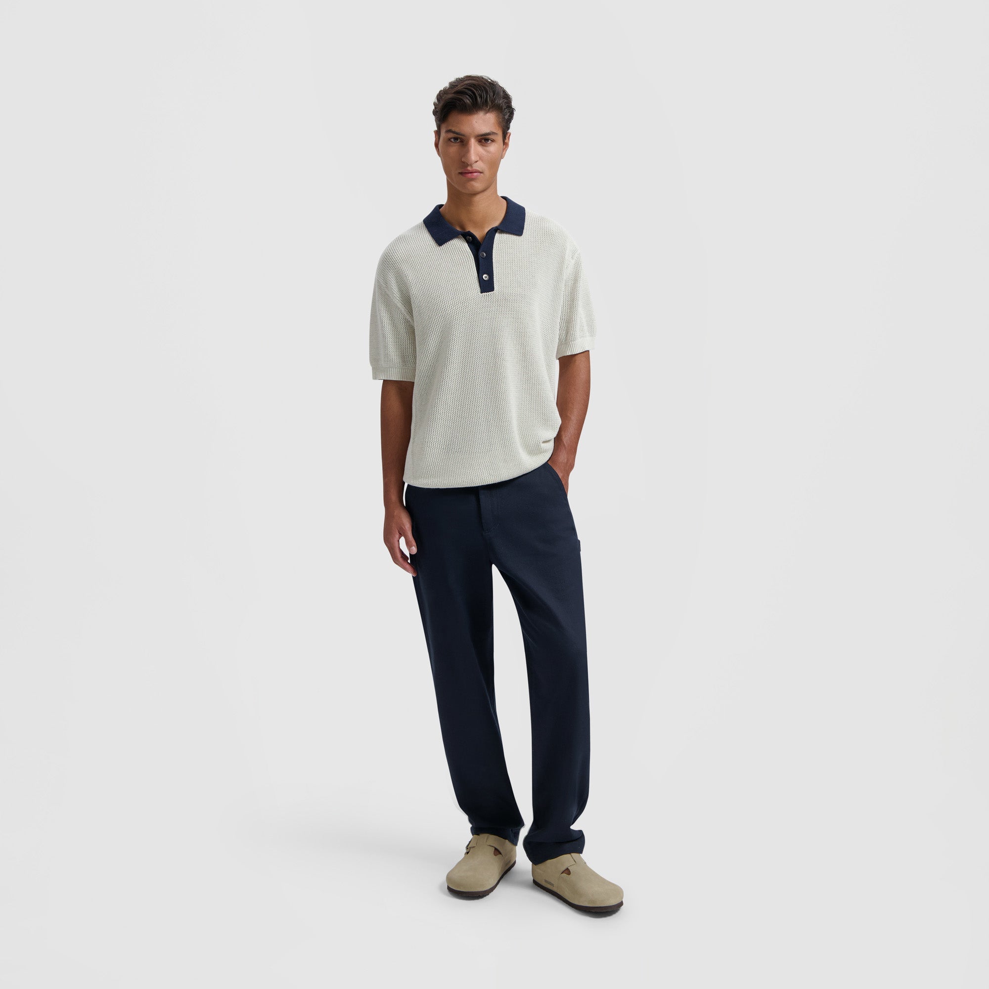 Varsity Polo SS Knit - Off White