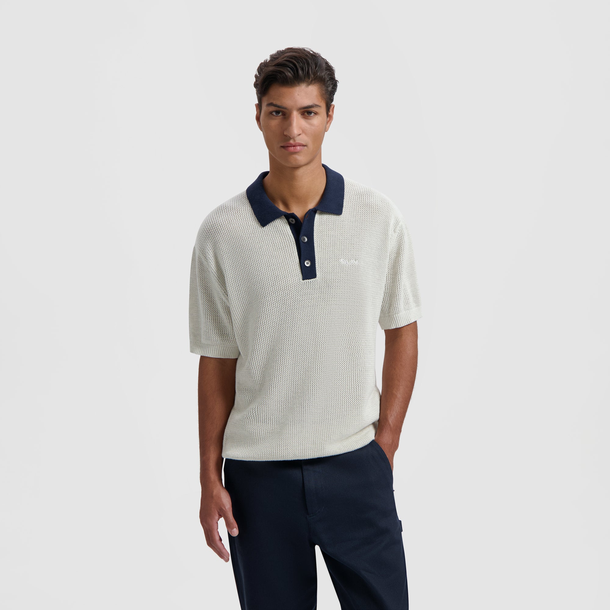 Varsity Polo SS Knit - Off White – OLAF