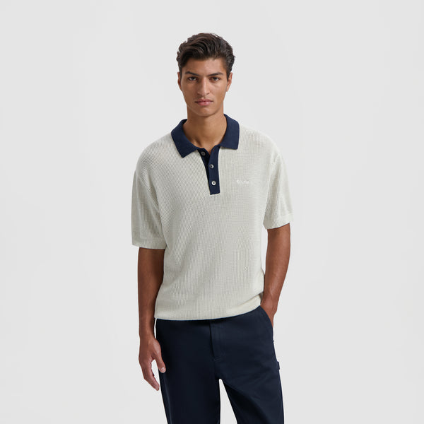 Varsity Polo SS Knit - Off White