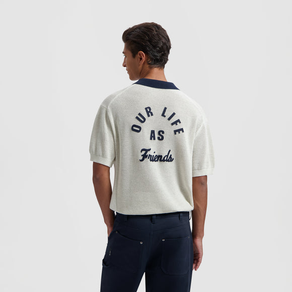 Varsity Polo SS Knit - Off White