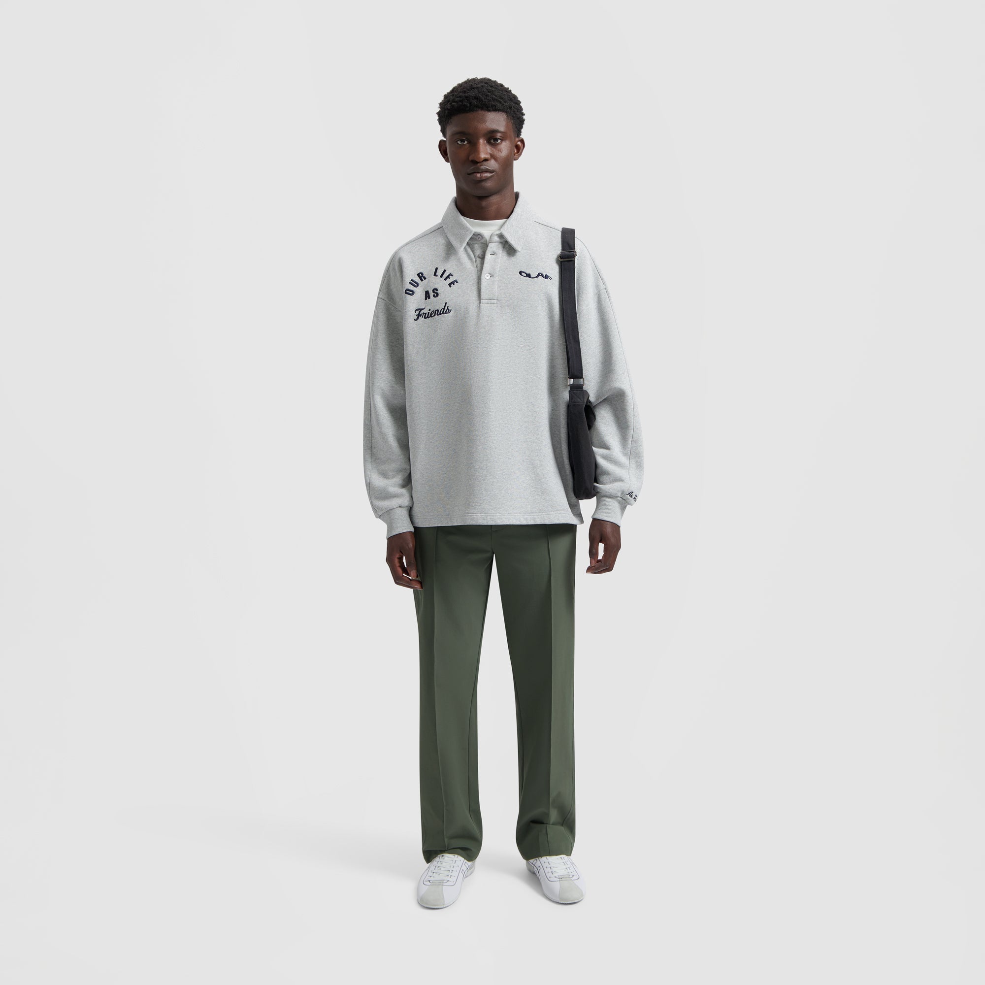 Varsity Polo Sweatshirt - Heather Grey