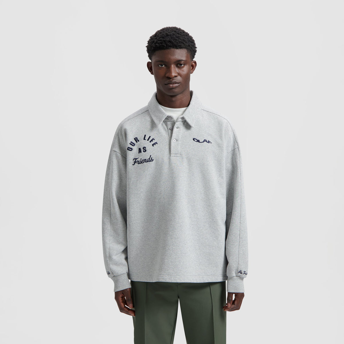VARSITY POLO SWEAT | HEATHER GREY