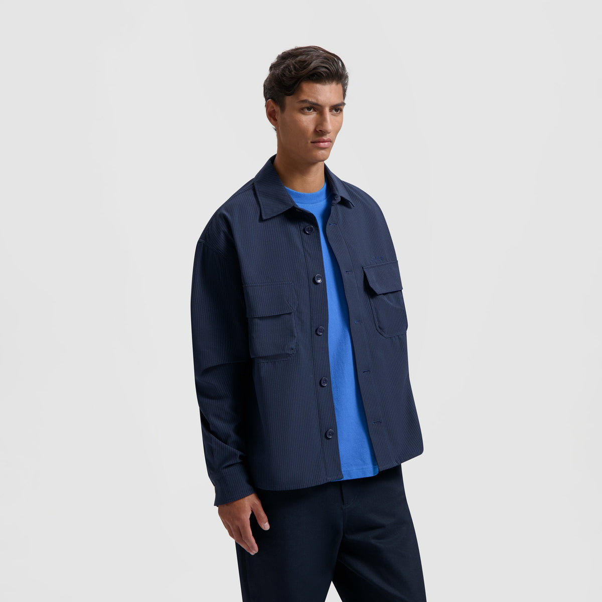 BONDED POCKET OVERSHIRT LS | NAVY