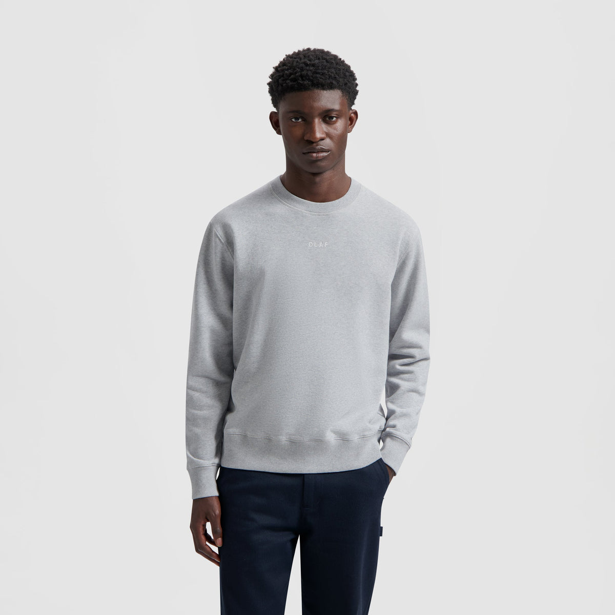 BLOCK CREWNECK | HEATHER GREY