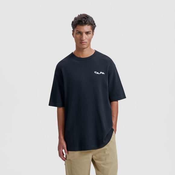Wavy Drift Waffle Tee - Black