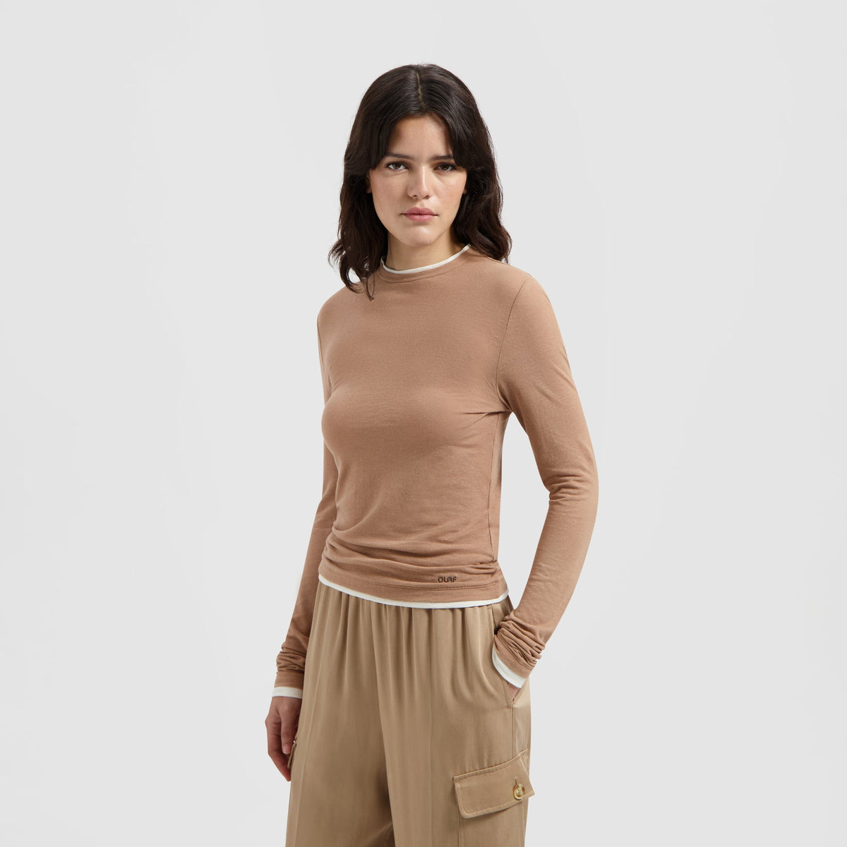 RETRO LOGO DOUBLE LAYER TOP LS | CINNAMON