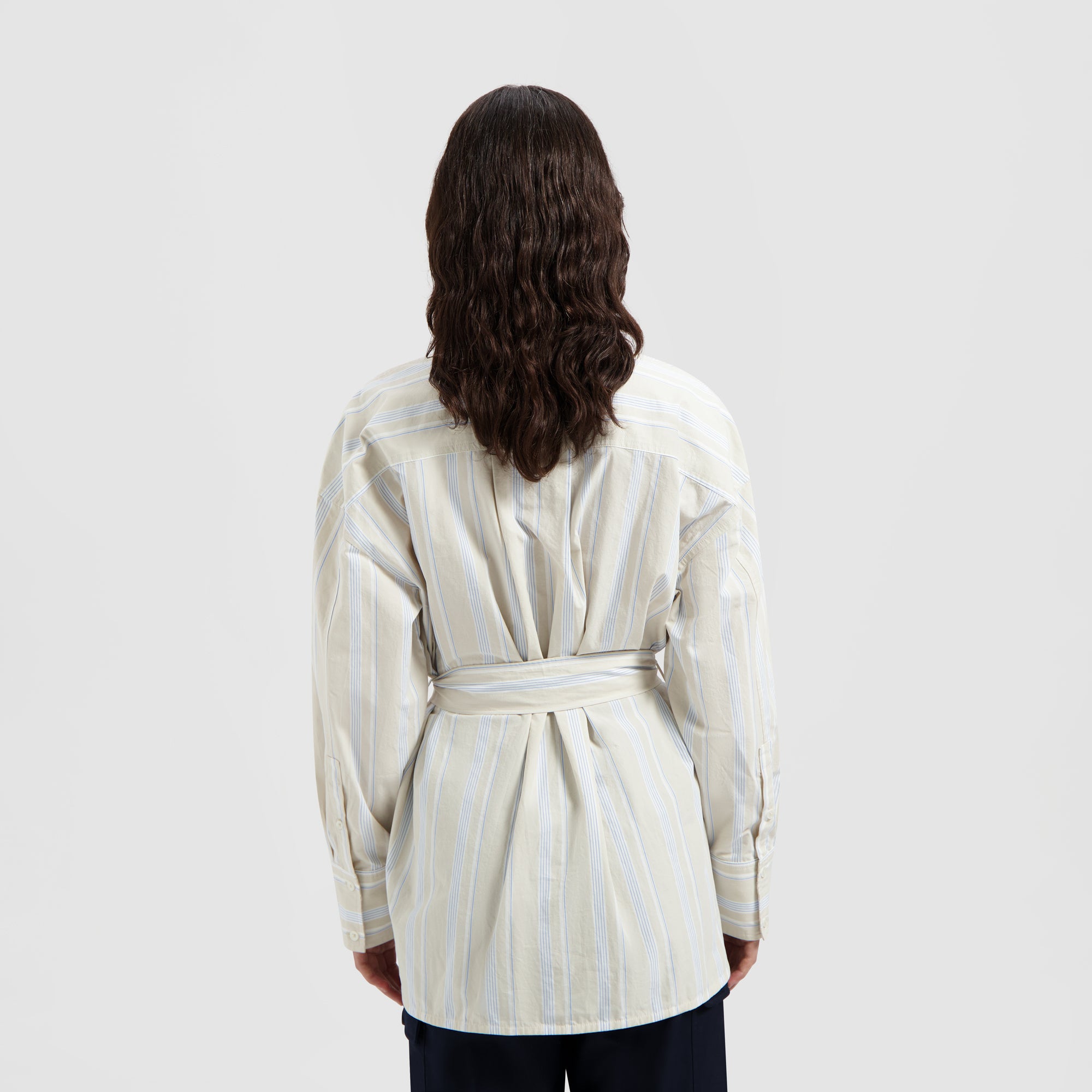 Stripe Tie LS Shirt - Blue Stripe