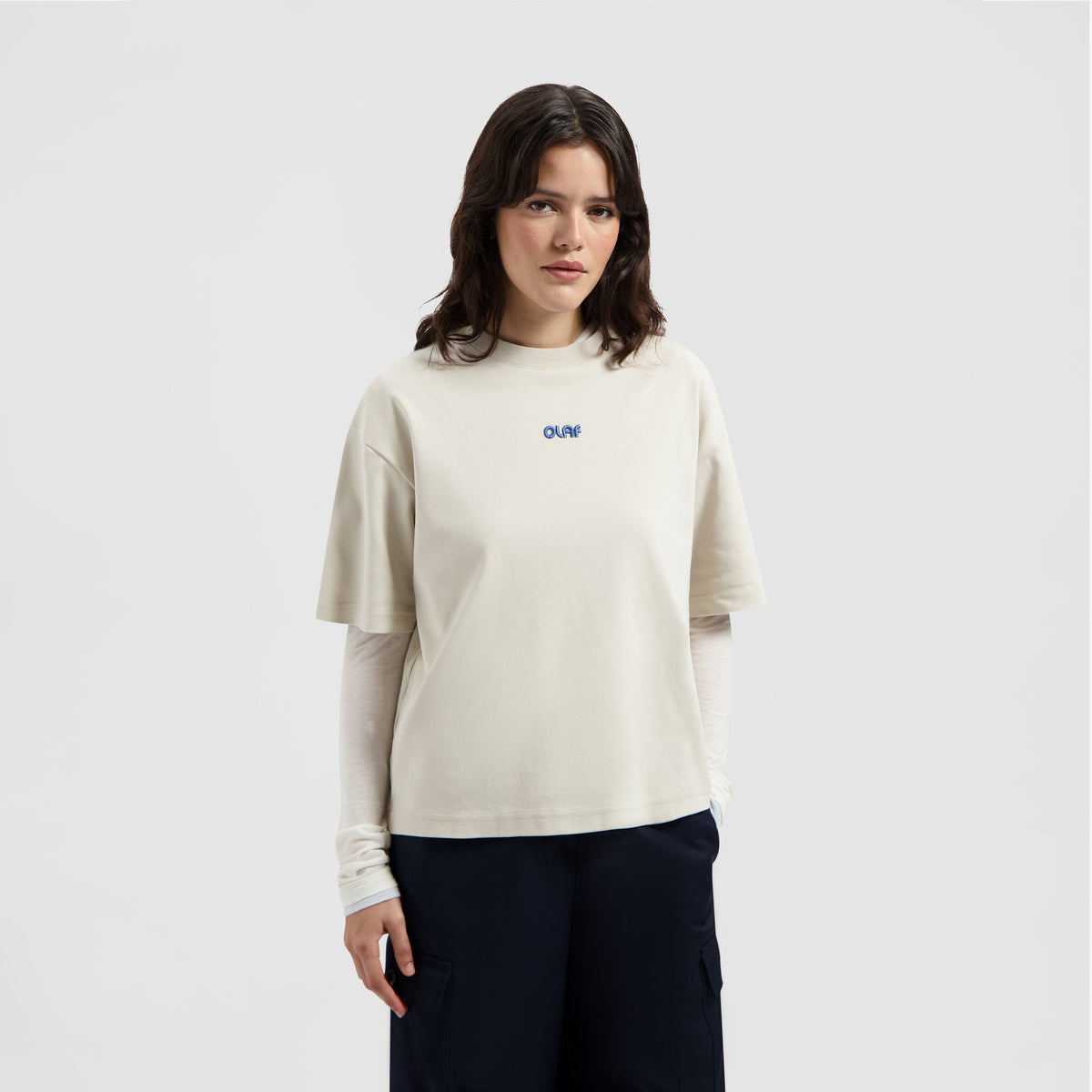 RETRO LOGO BOXY TEE | CEMENT