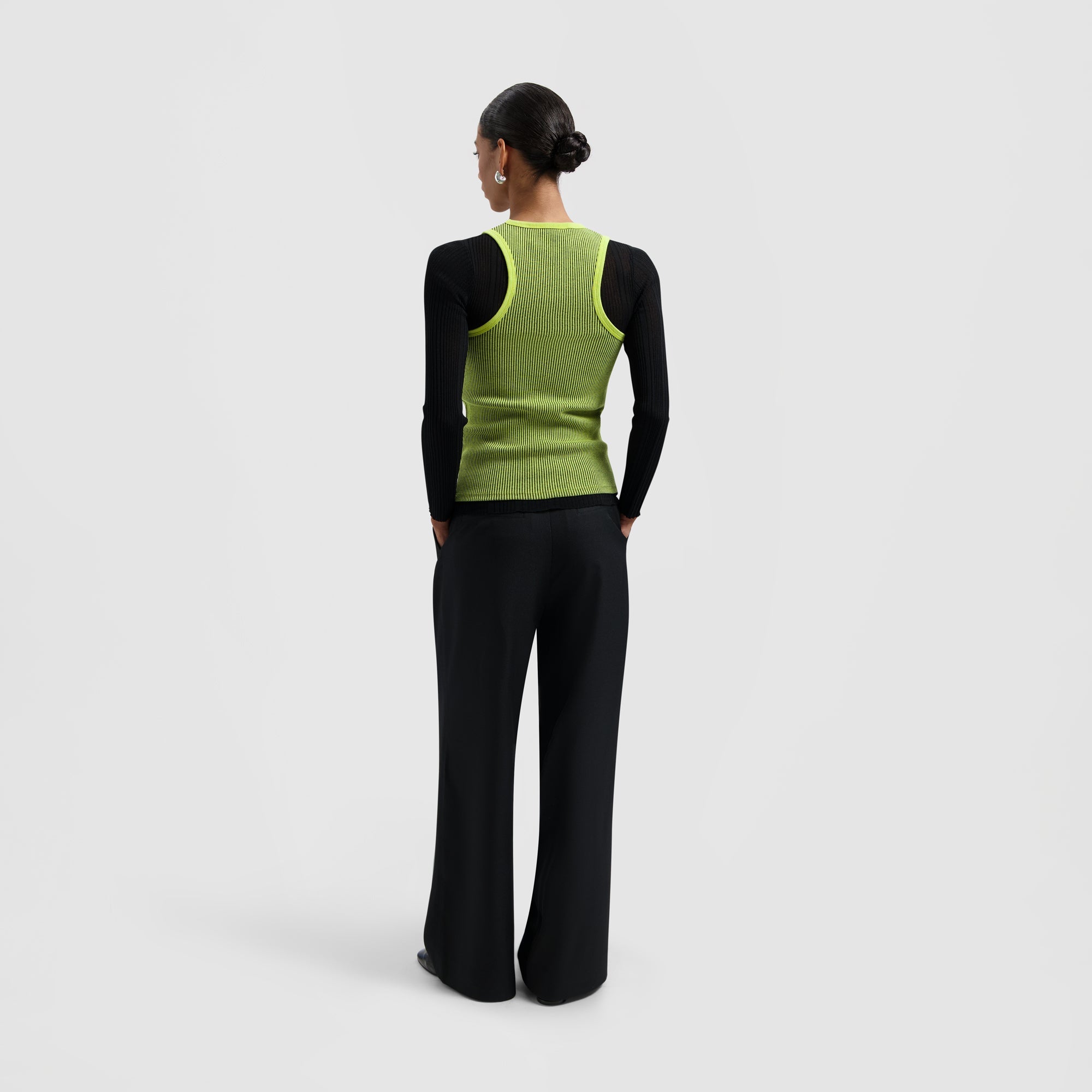 Retro Logo Ribbed Tank Top - Pear Green
