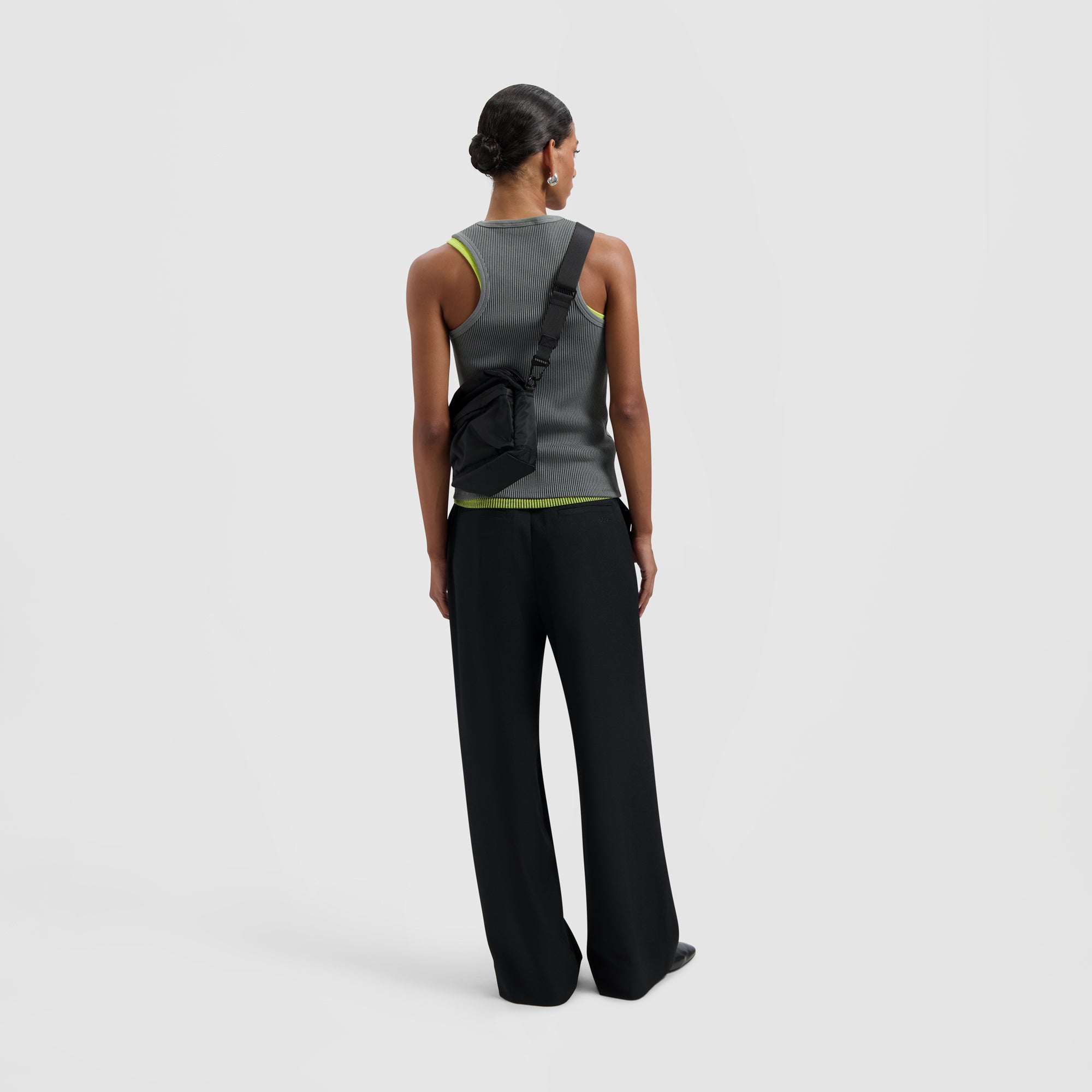 Retro Logo Ribbed Tank Top - Charcoal Grey