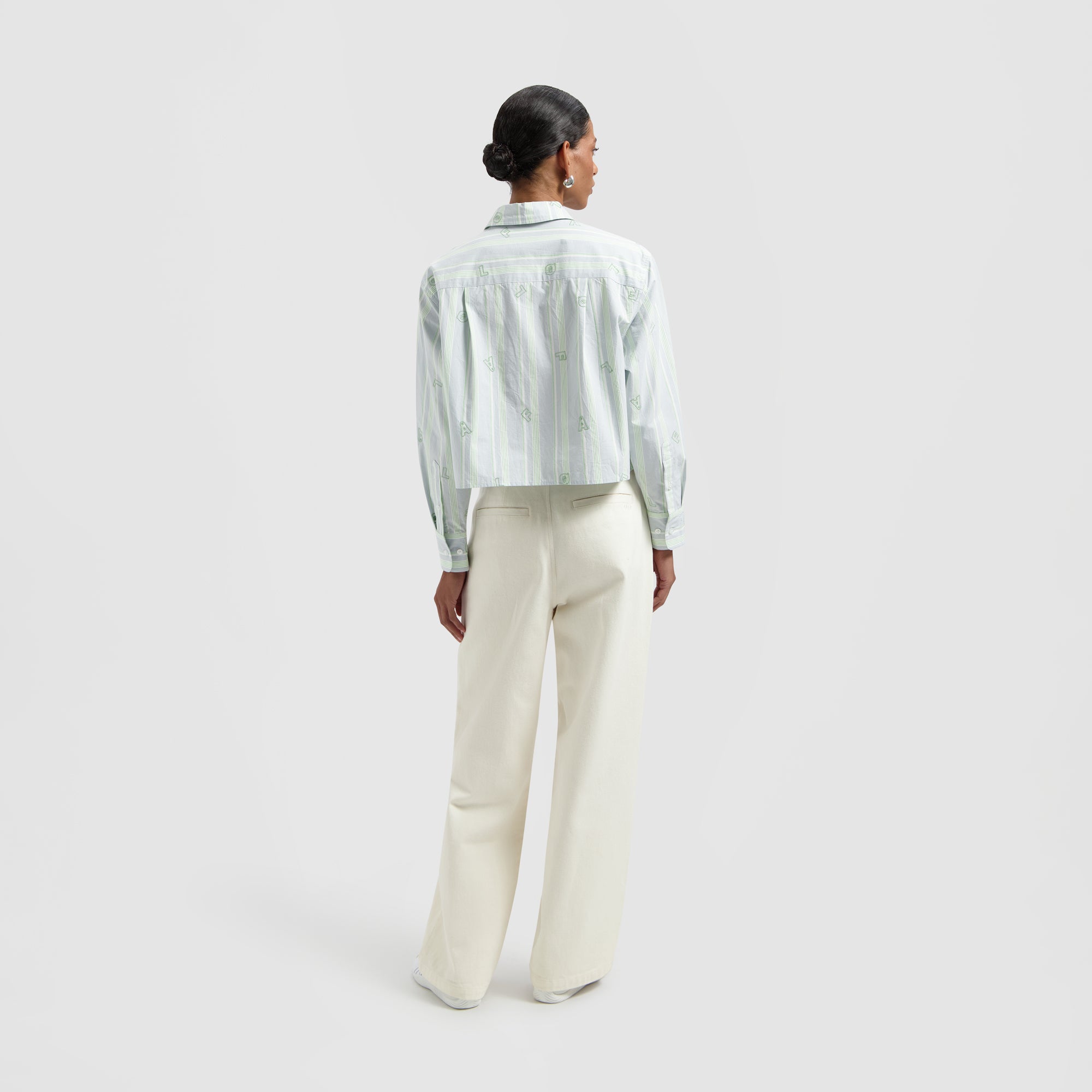 Embro Stripe Cropped Shirt - Green / Blue