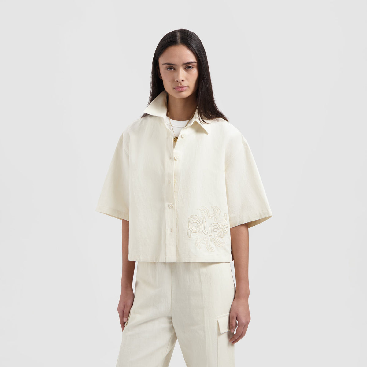 COTTON LINEN SUN SHIRT | OFF WHITE