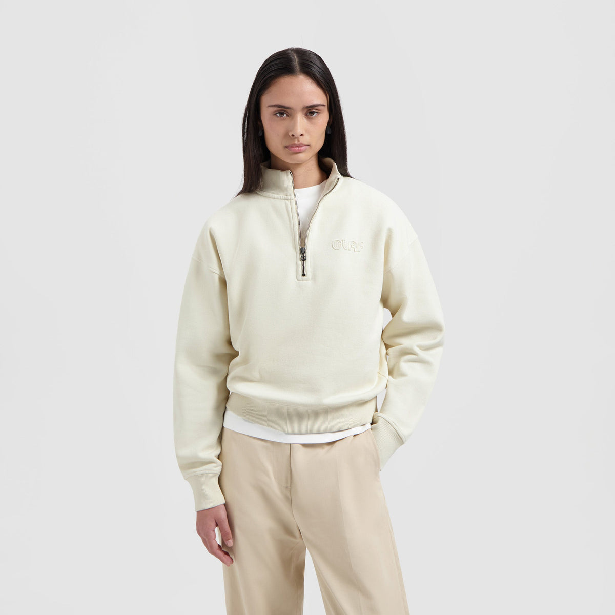 HALF ZIP SWEATSHIRT | OFF WHITE