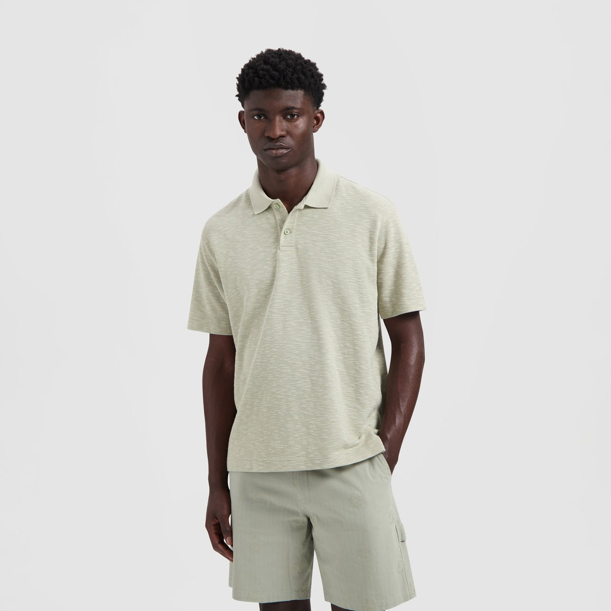 SLUB POLO SS | LIGHT SAGE