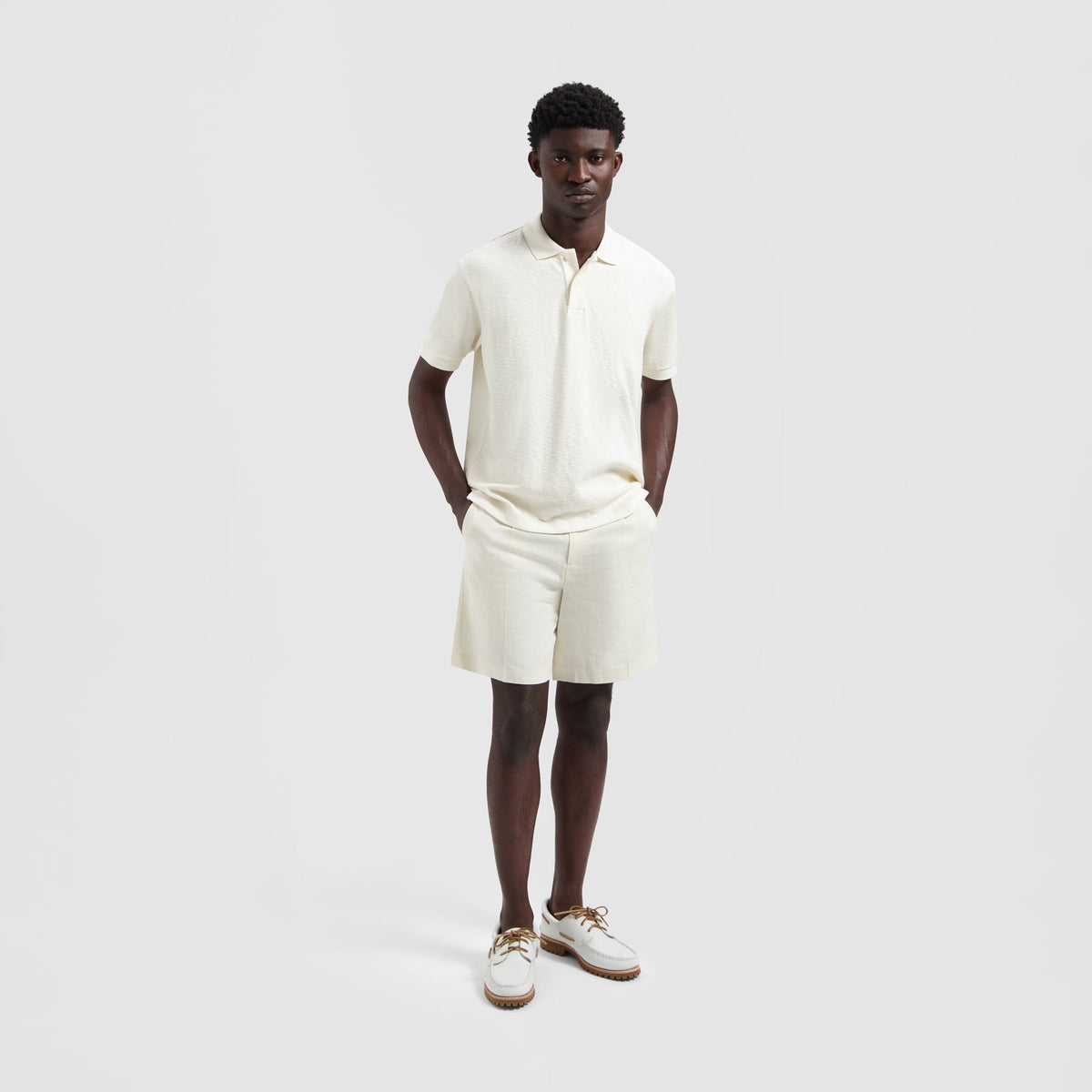 COTTON LINEN SHORTS | OFF WHITE