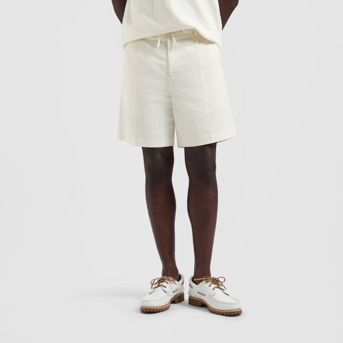COTTON LINEN SHORTS | OFF WHITE