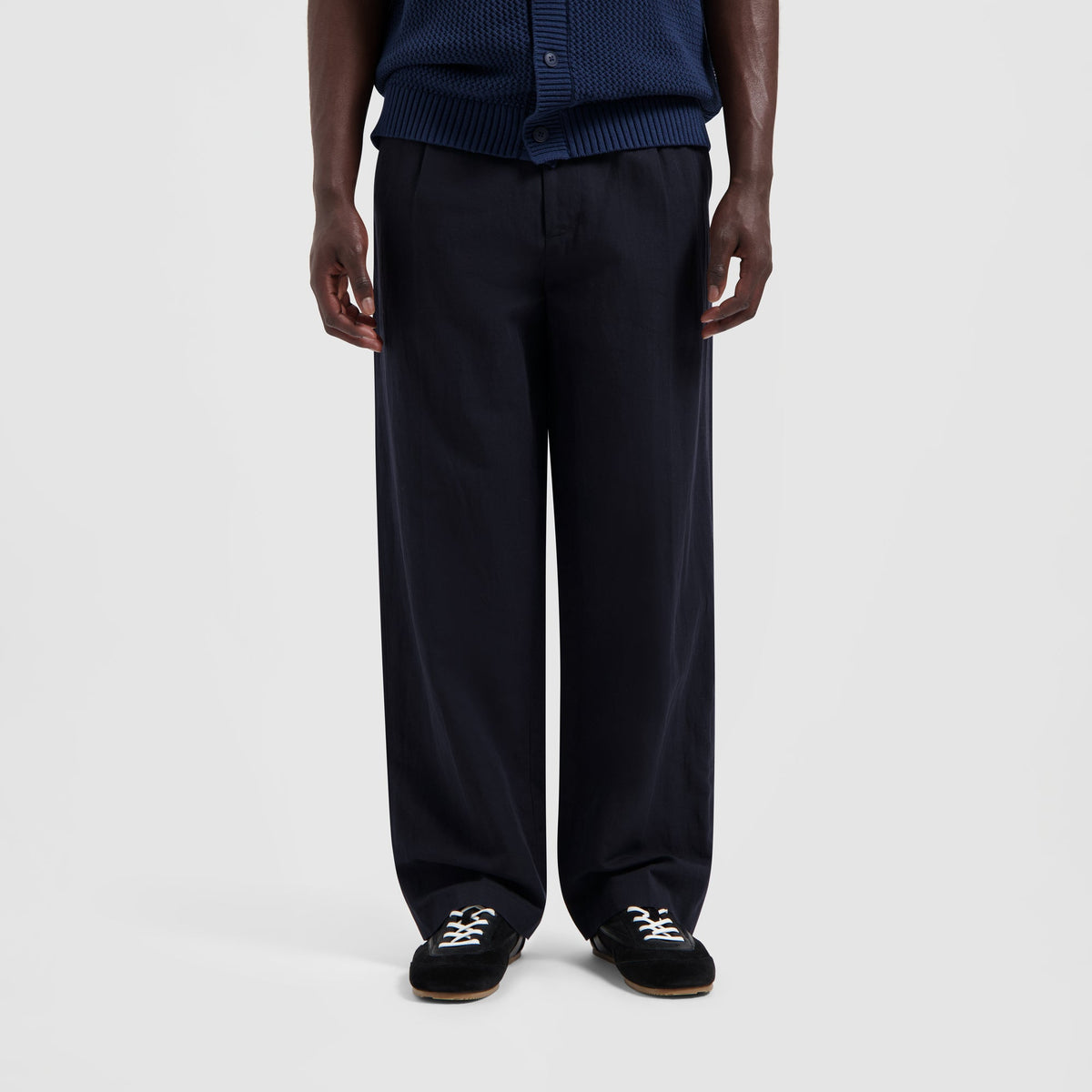 COTTON LINEN TROUSERS | NAVY