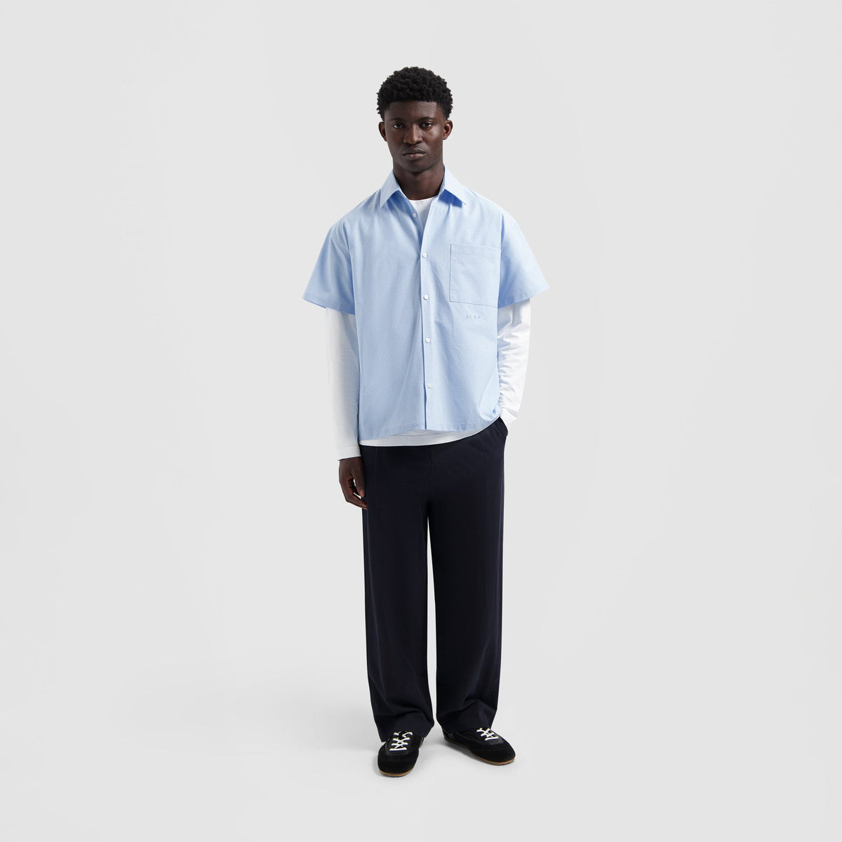 BOXY MINI CHECK SHIRT | SURF BLUE