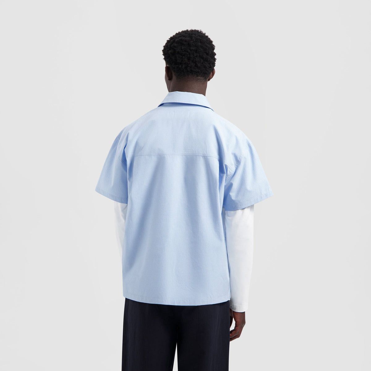 BOXY MINI CHECK SHIRT | SURF BLUE